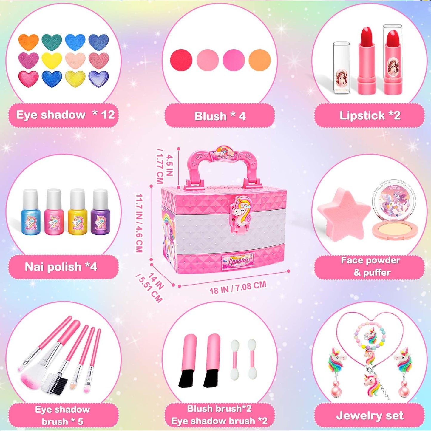 Makeup Kit for Girls Age 3-12, Princess Dress