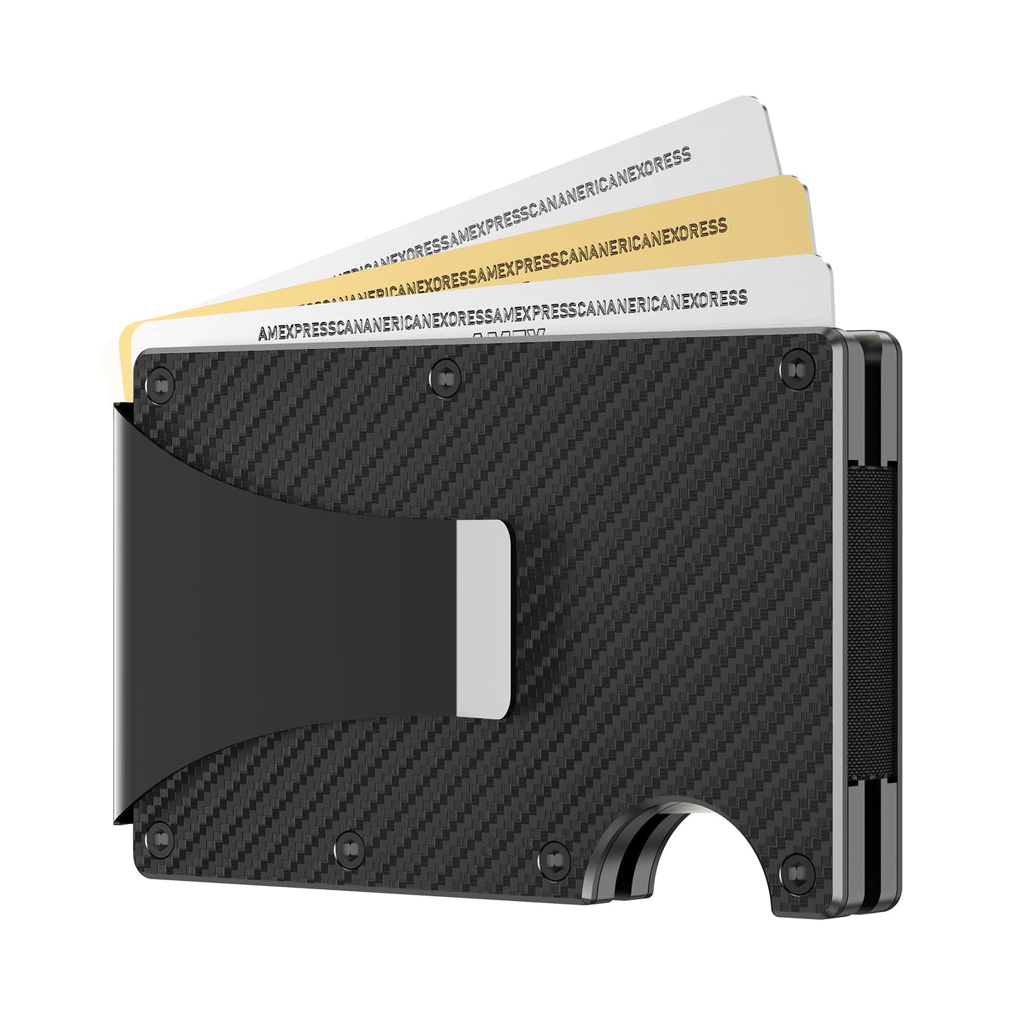 Minimalist Slim Wallet For Men with Money-Clip-Credit Card Holder, Carbon Fiber Wallet, Thin Metal Wallet, Rfid Wallet for Men