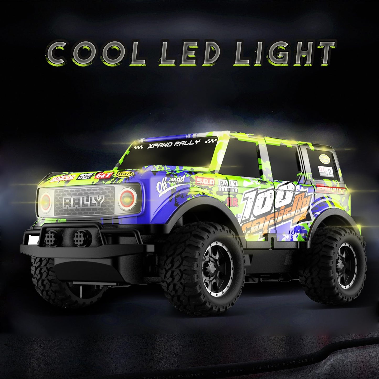 Desdoni Remote Control Car, Light Up RC Car Toys, 2.4GHz 1:24 Scale 15KM/H Off-Road with Cool LED Lights Racing Rechargeable Toy Car for Christmas Birthday Kids Boys Girls for 4-7 8-12 Year Old
