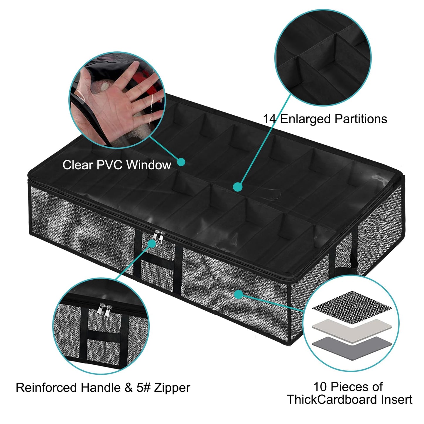 2 Pack Under Bed Shoe Storage Organizer