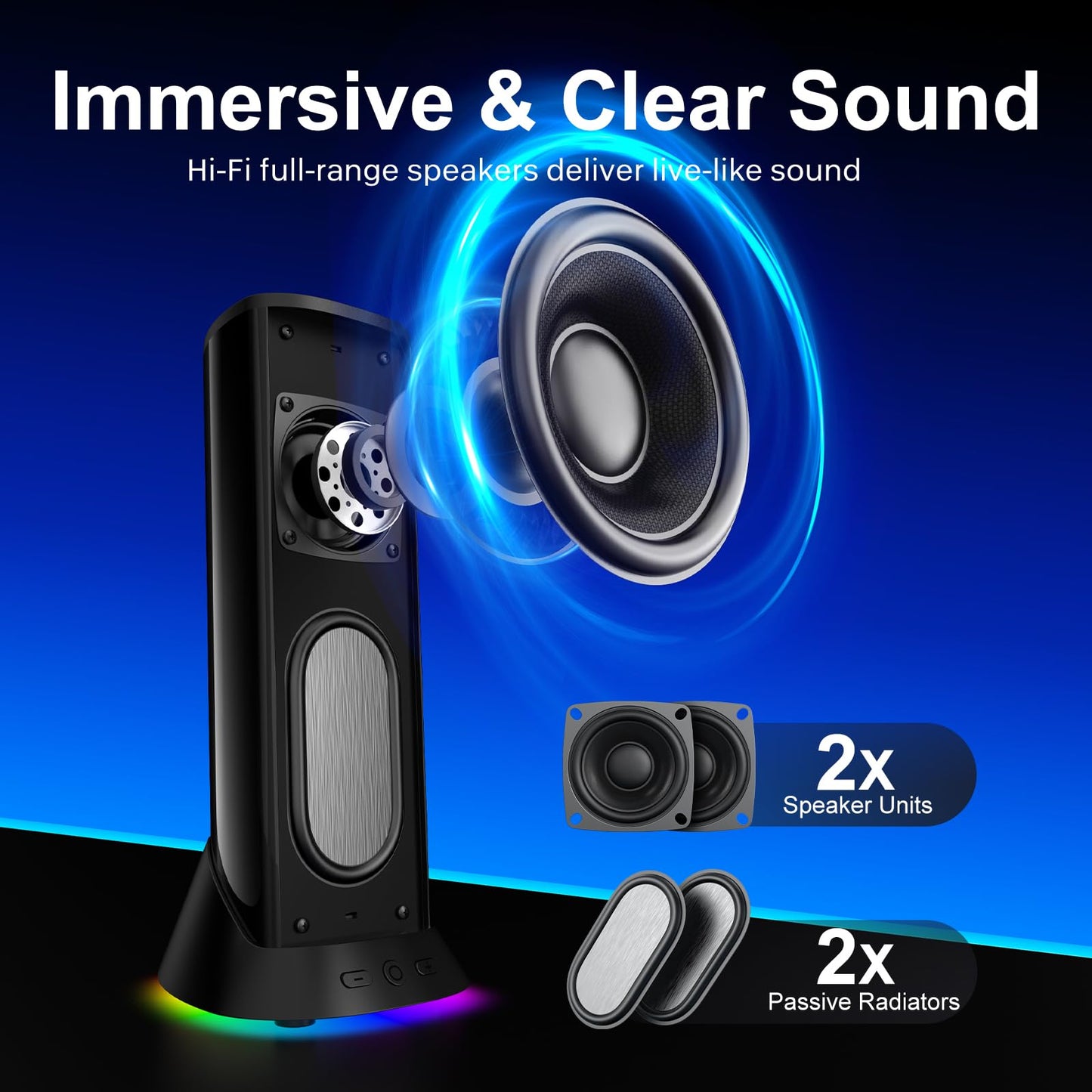 Hi-Fi Stereo Computer Speakers with LED Lighting