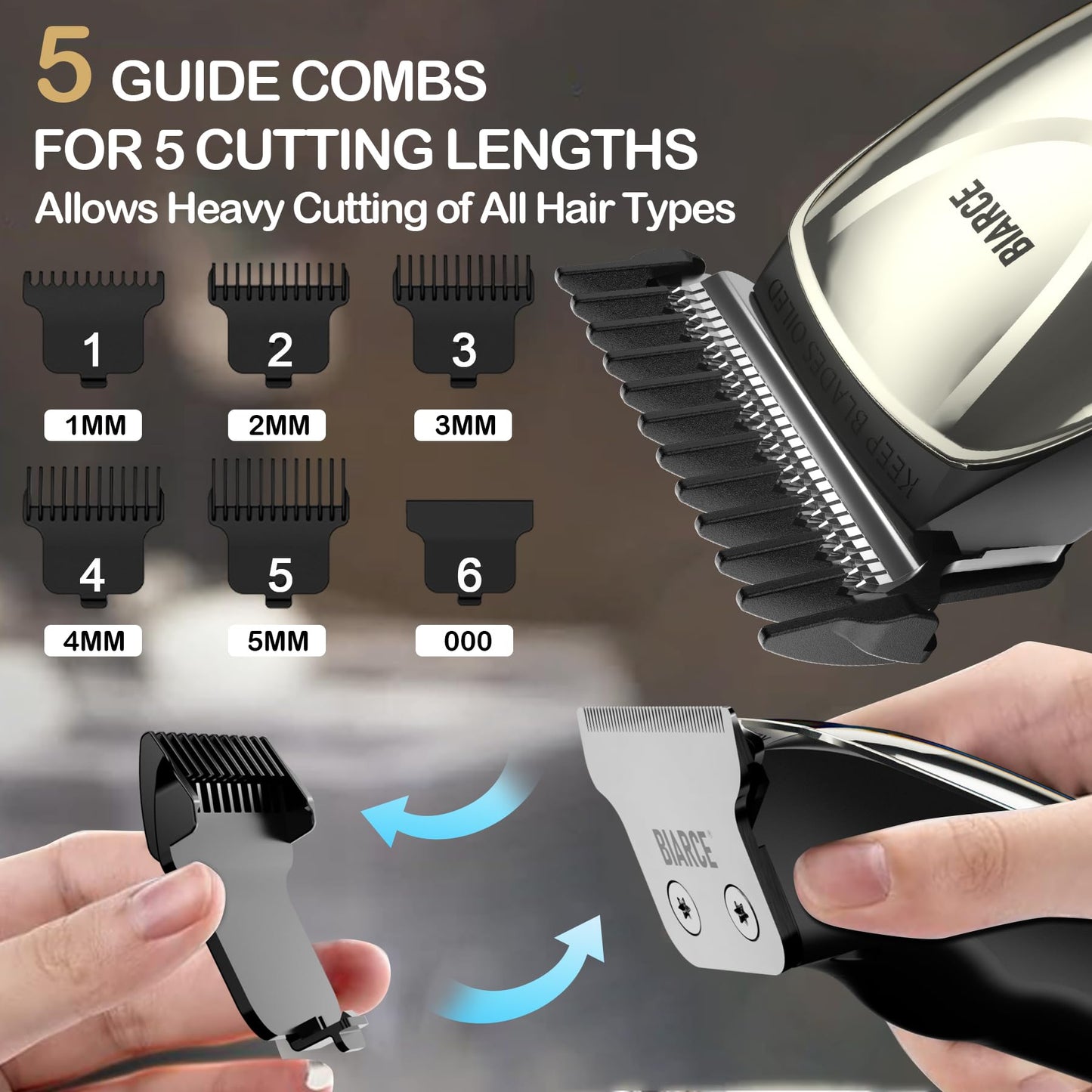 BIARCE Beard Trimmer with 5 Limit Combs