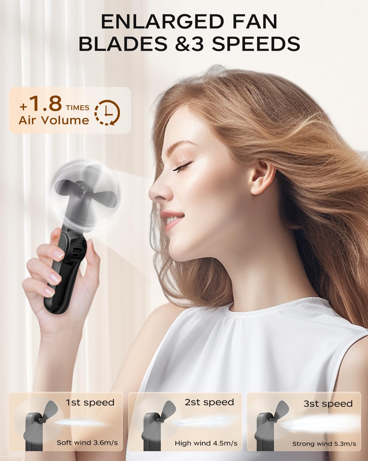 Portable USB Handheld Fan with Power Bank
