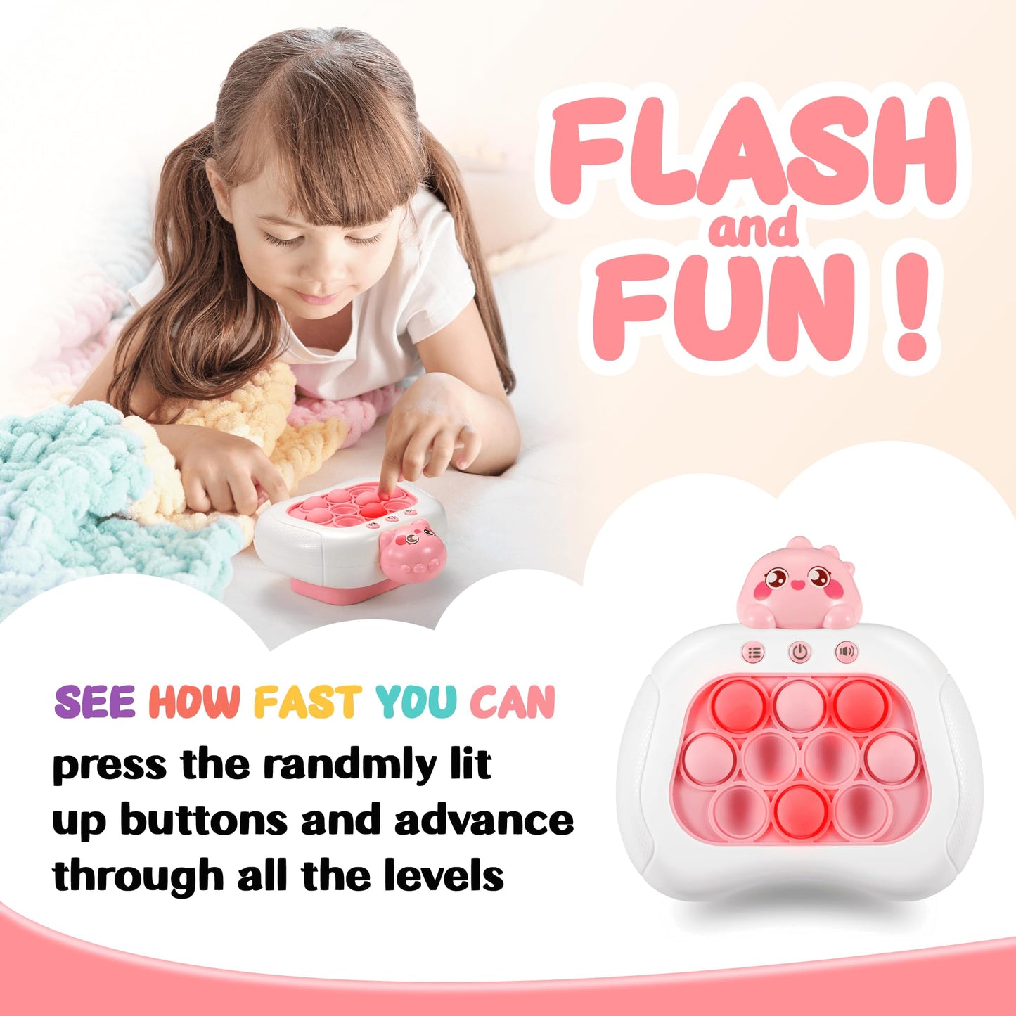 Handheld Push Game Console for Kids 6-12