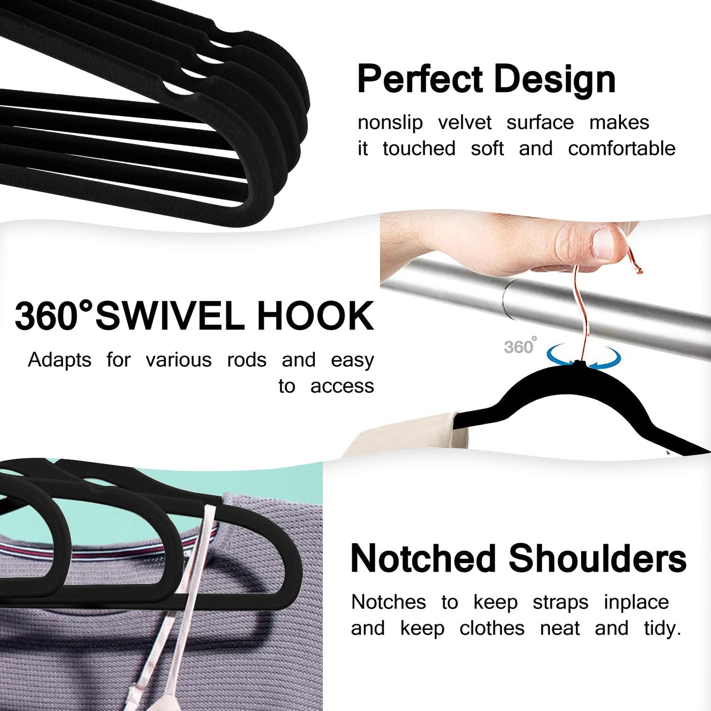 Heavy Duty Velvet Clothes Hangers 50 Pack