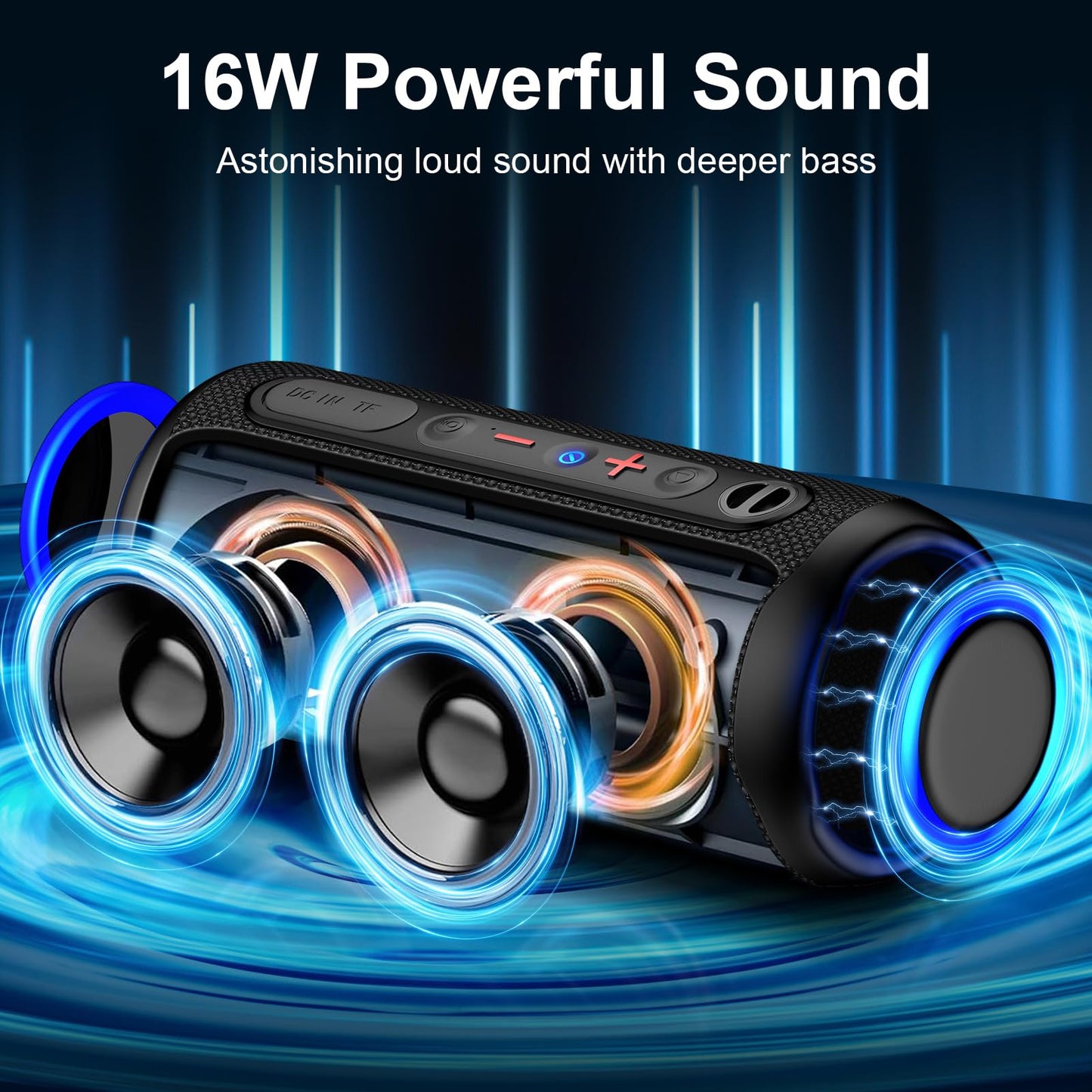 Bluetooth Portable Speaker with 16W Stereo Sound