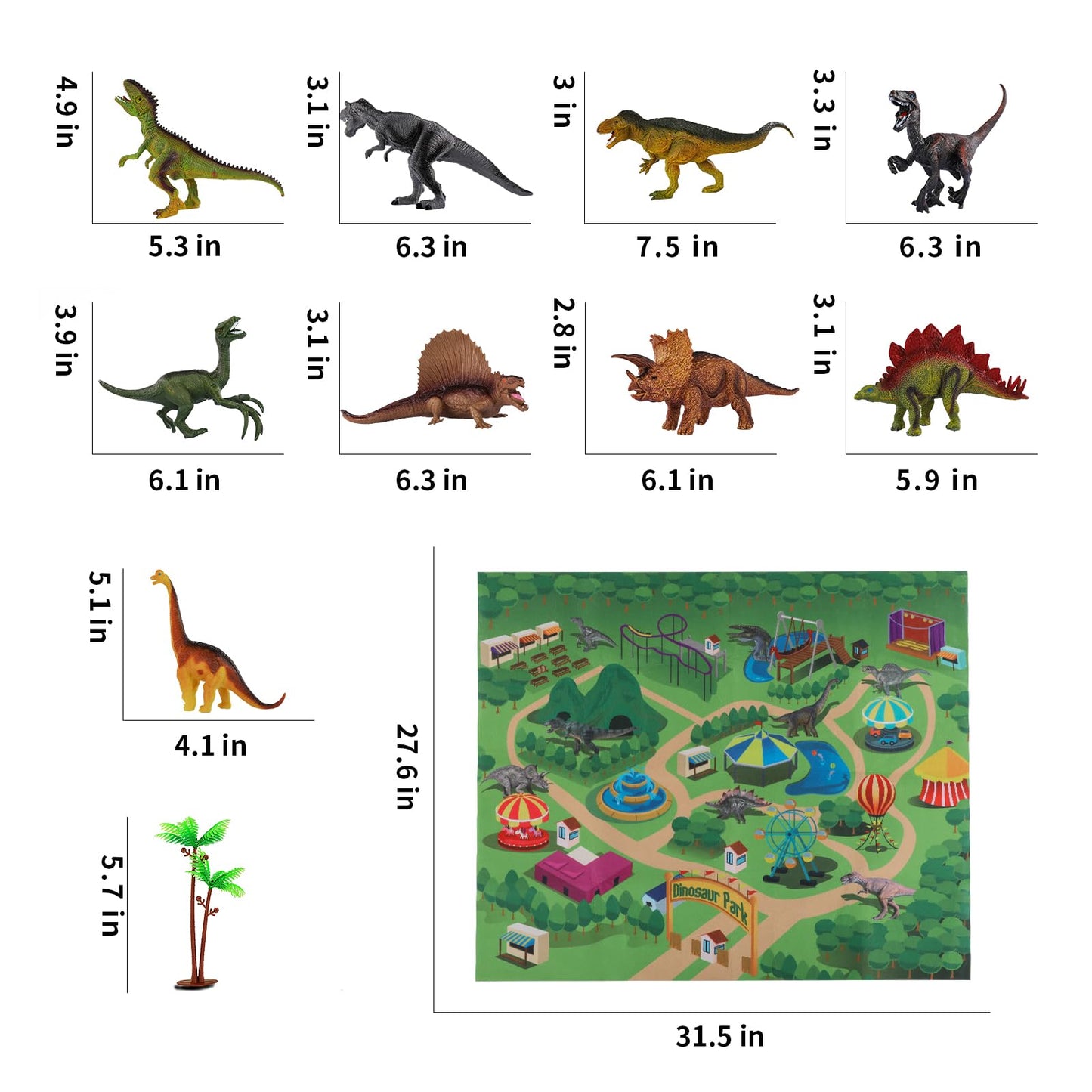 Dinosaur Figures Playset with Mat and Trees