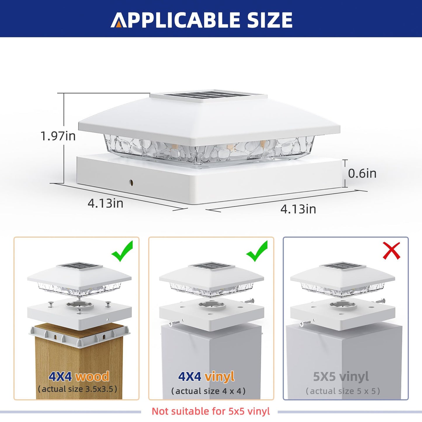 16 Pack Solar Post Cap Lights by APONUO