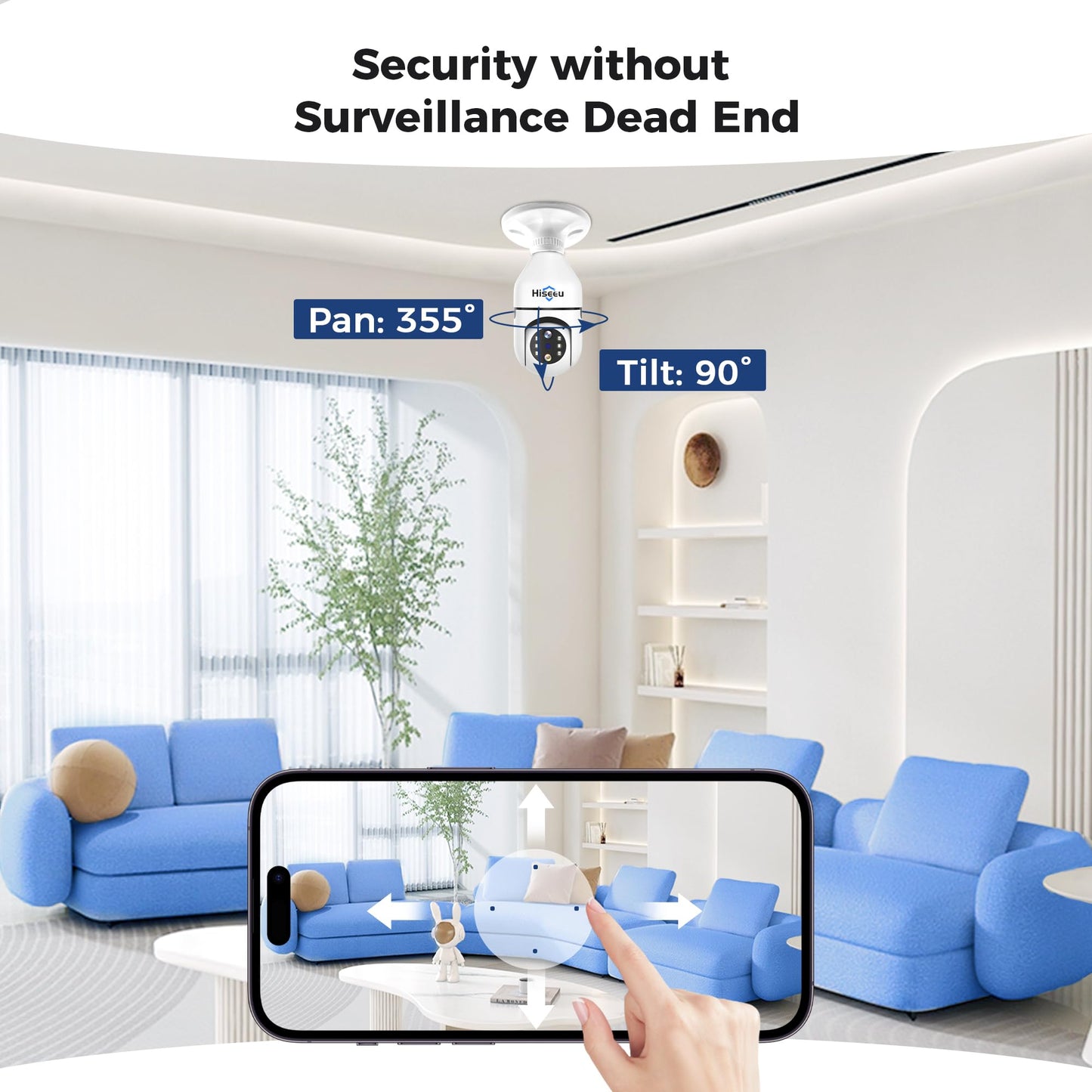 Hiseeu Wireless Light Bulb Security Camera 3MP