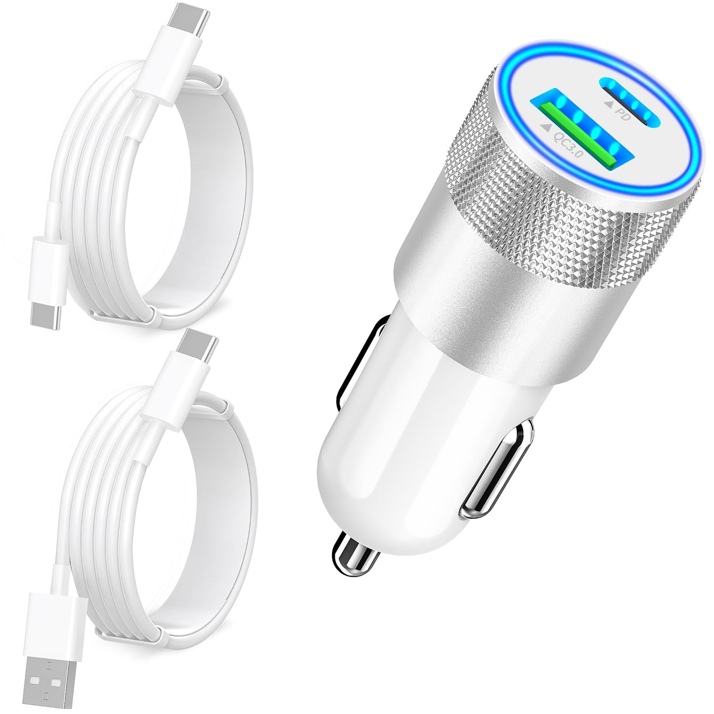 iPhone 16 Fast Car Charger with 2 USB-C Cables