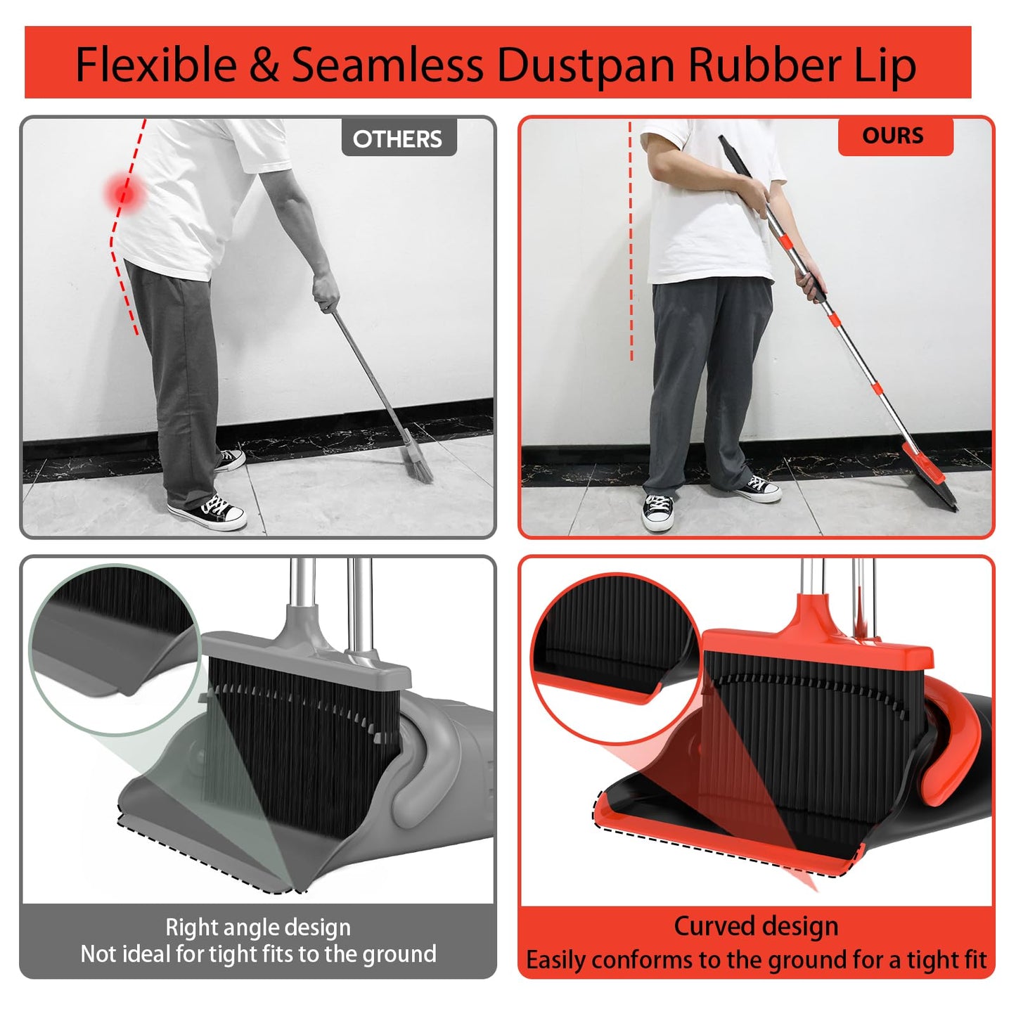 Broom and Dustpan Set with Long Handle