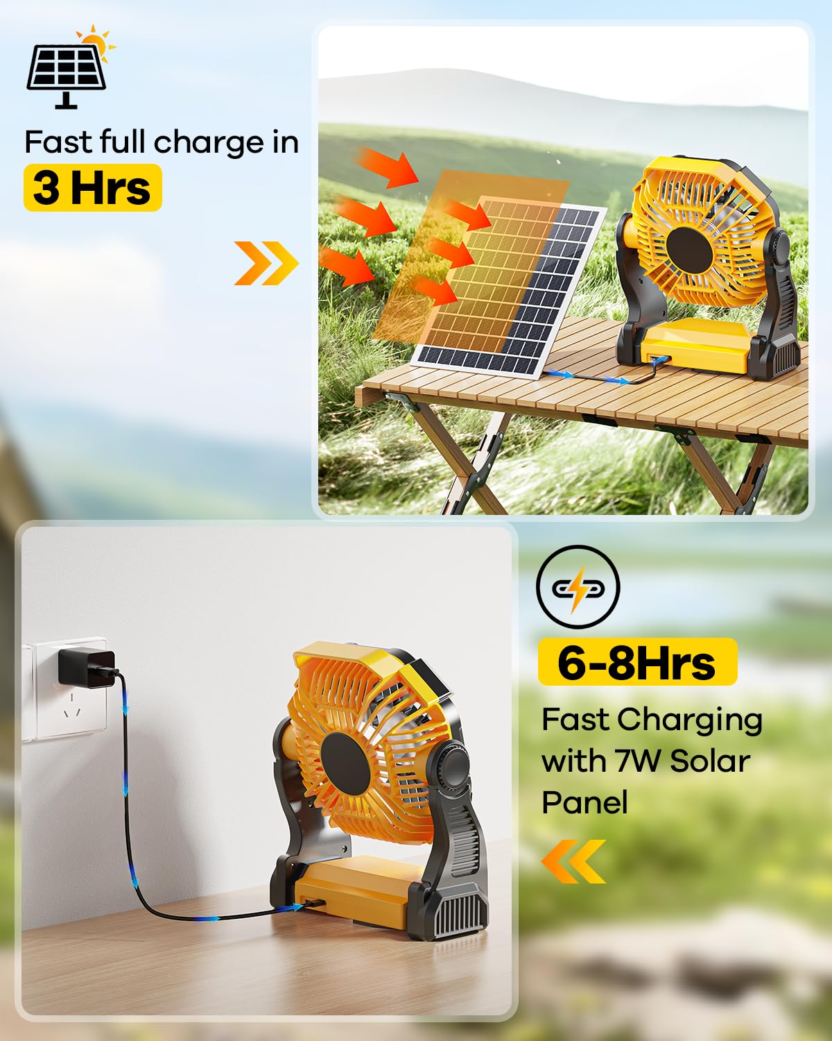 10400mAh Solar Camping Fan with LED Lantern