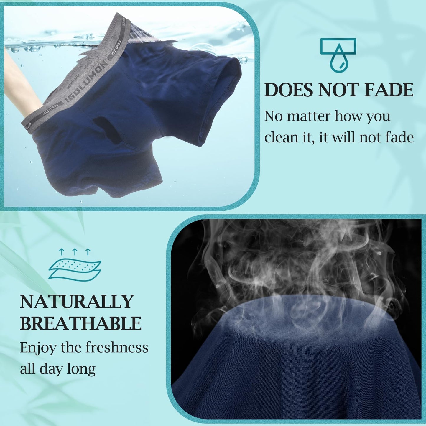 6 Pack Mens Bamboo Boxer Briefs Underwear