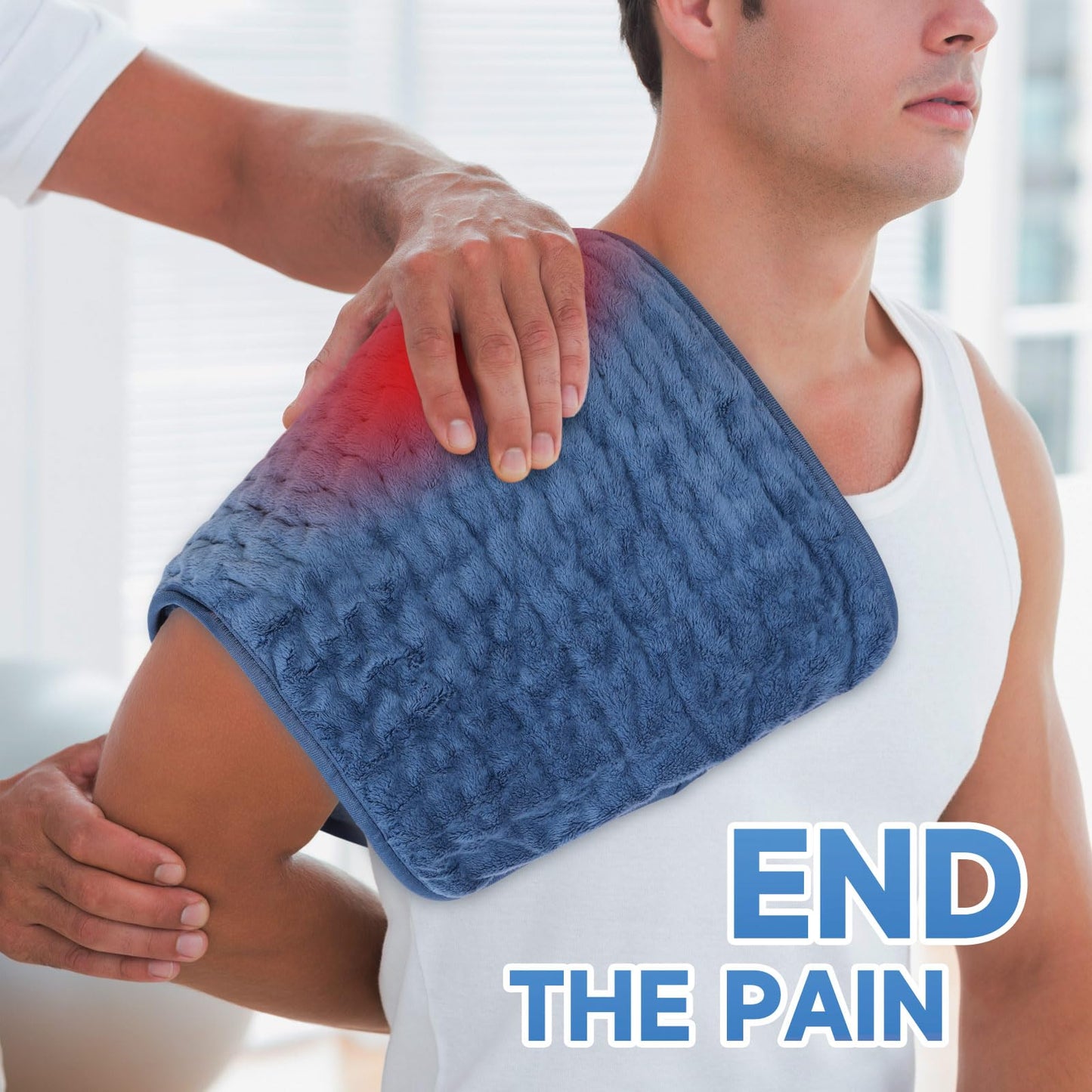 Heating Pad for Back, Heating Pad for Period Cramps with 6 Heat Settings & Timer, Portable Electric Heating Pads for Neck and Shoulders, Christmas Gifts for Women, Men, Blue…