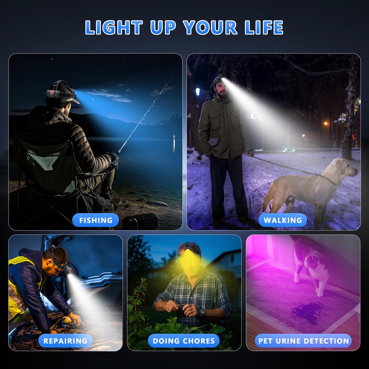 990000LM Rechargeable LED Headlamp with Sensor
