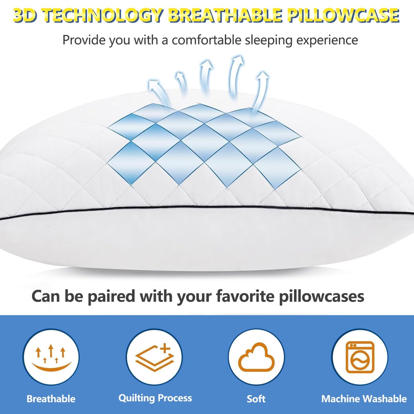 AS AWESLING Soft Pillows for Sleeping - Shredded Memory Foam Bed Pillows Set of 2 for Side Back Stomach Sleepers (Standard(20 * 26 inches))
