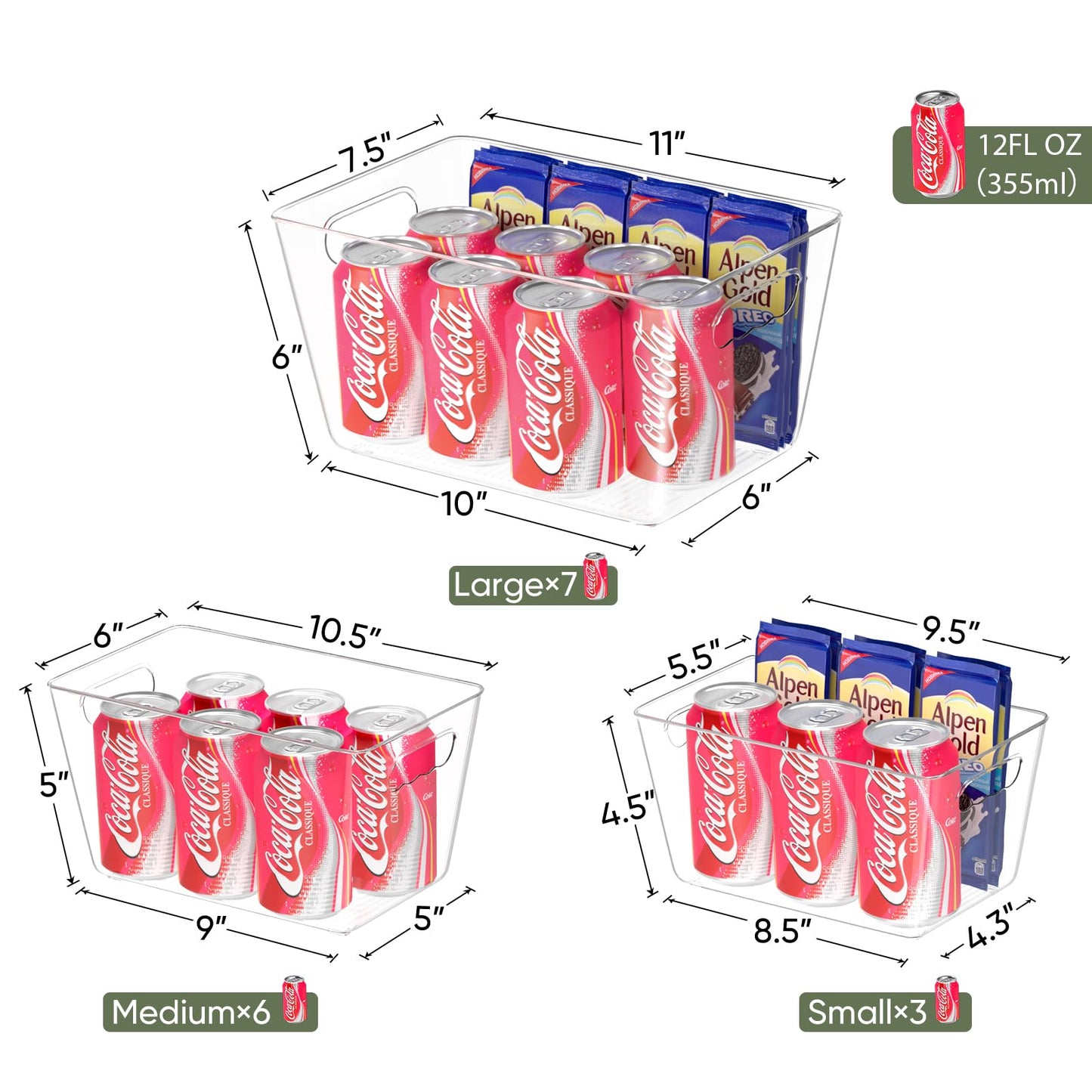 BALEINE 6-Pack Clear Stackable Storage Bins