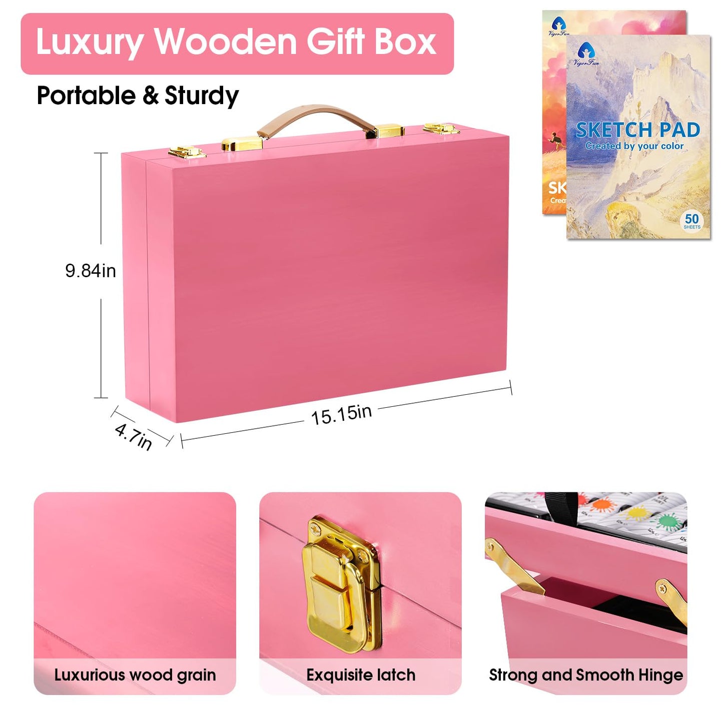 Deluxe Wooden Art Set with Sketch Pads and Paints