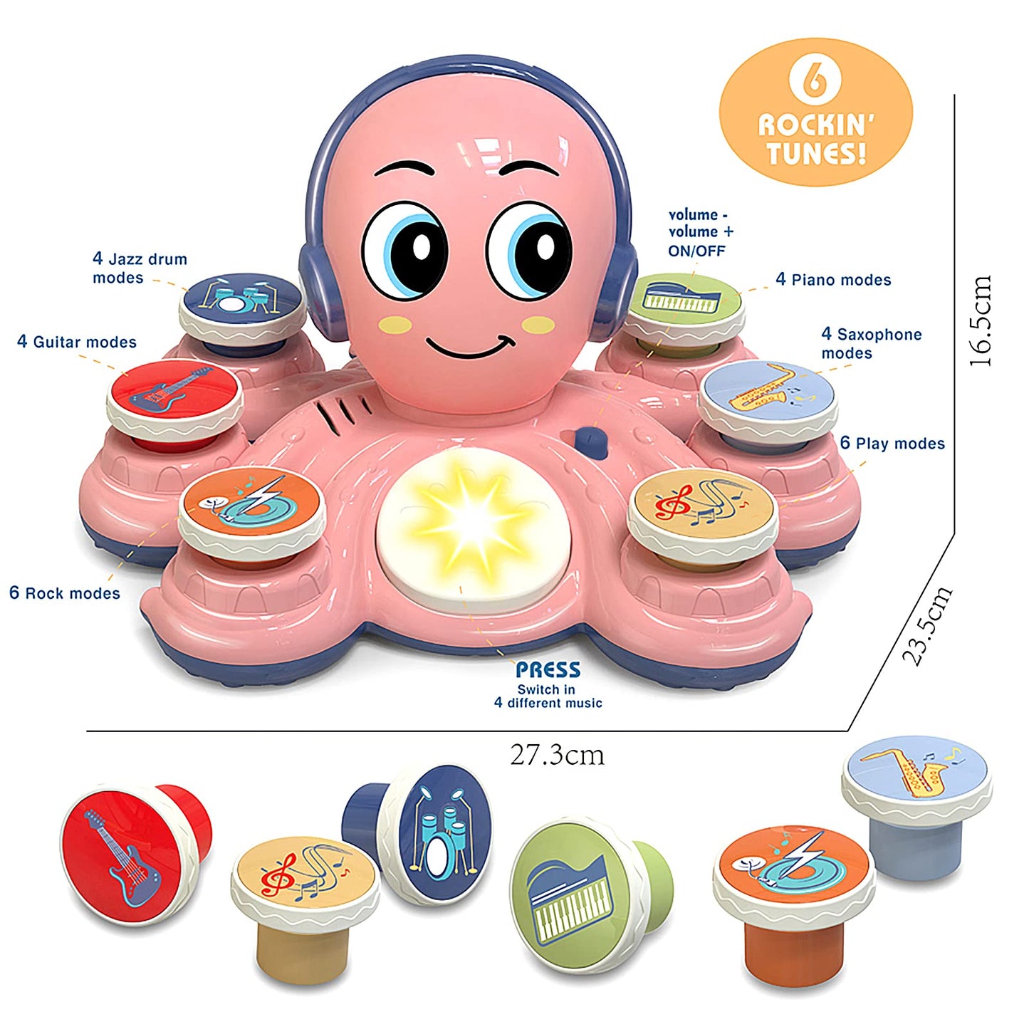 Musical Octopus Toy for Toddlers by CYURMJUN