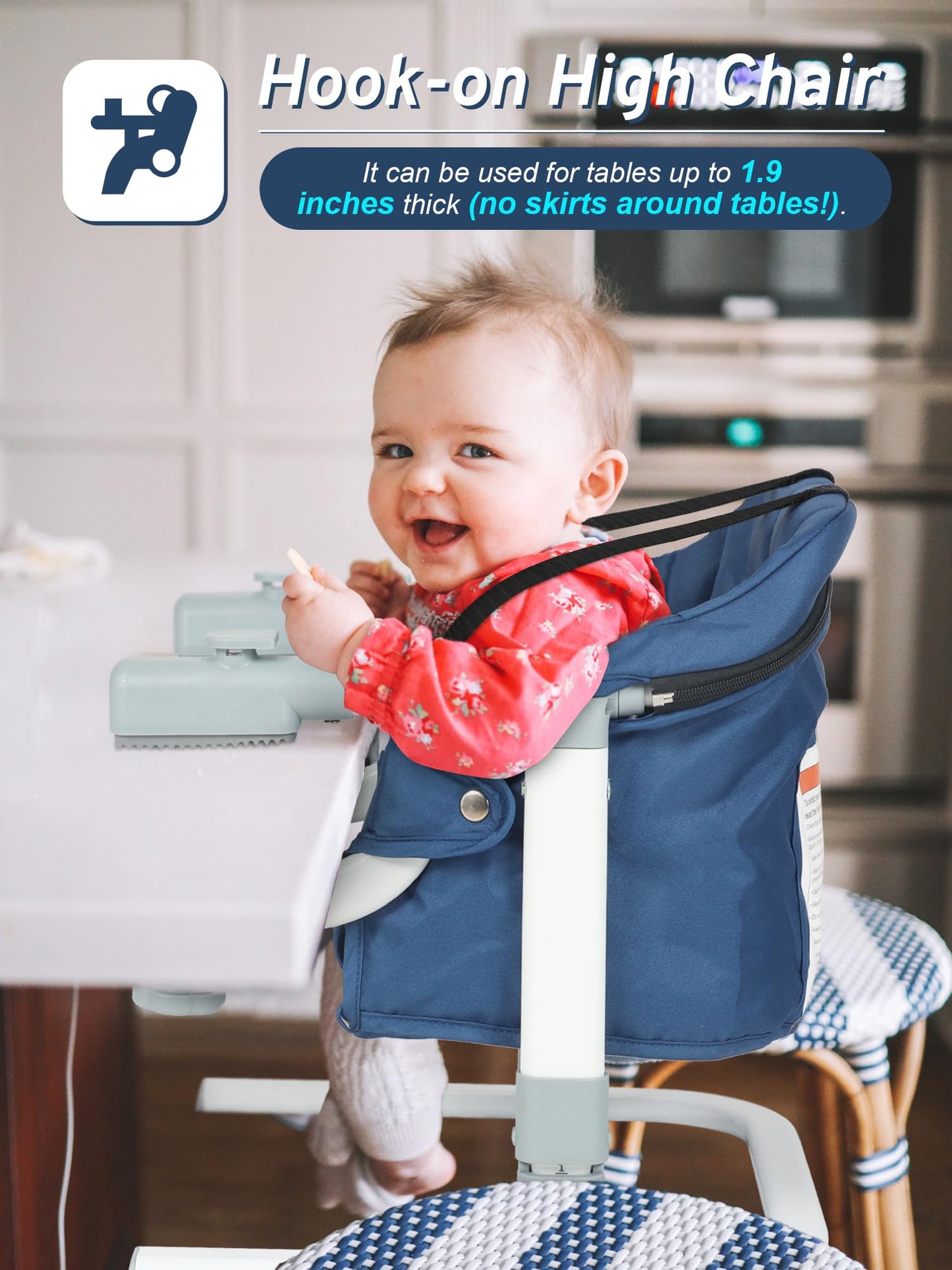 BIUSIKAN Travel High Chair, Foldable High Chairs for Babies and Toddlers, Hook on High Chair with Carry Bag, Booster Seat for Kitchen Chair, Adjustable Height, Portable High Chair for Camping