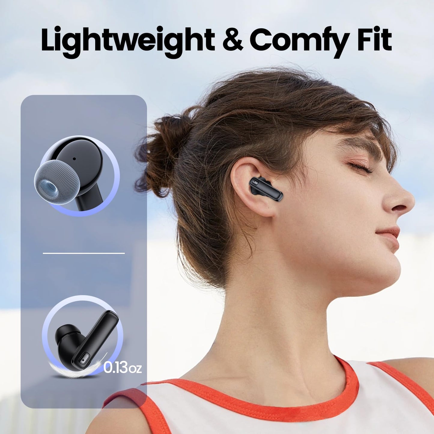 Bluetooth Headphones Ear Buds 68Hrs Playtime Wireless Earbuds Deep Bass with Mic Earphones in Ear IPX7 Waterproof Headset with Power Display Charging Case for Phone Tablet TV Business Sport Black