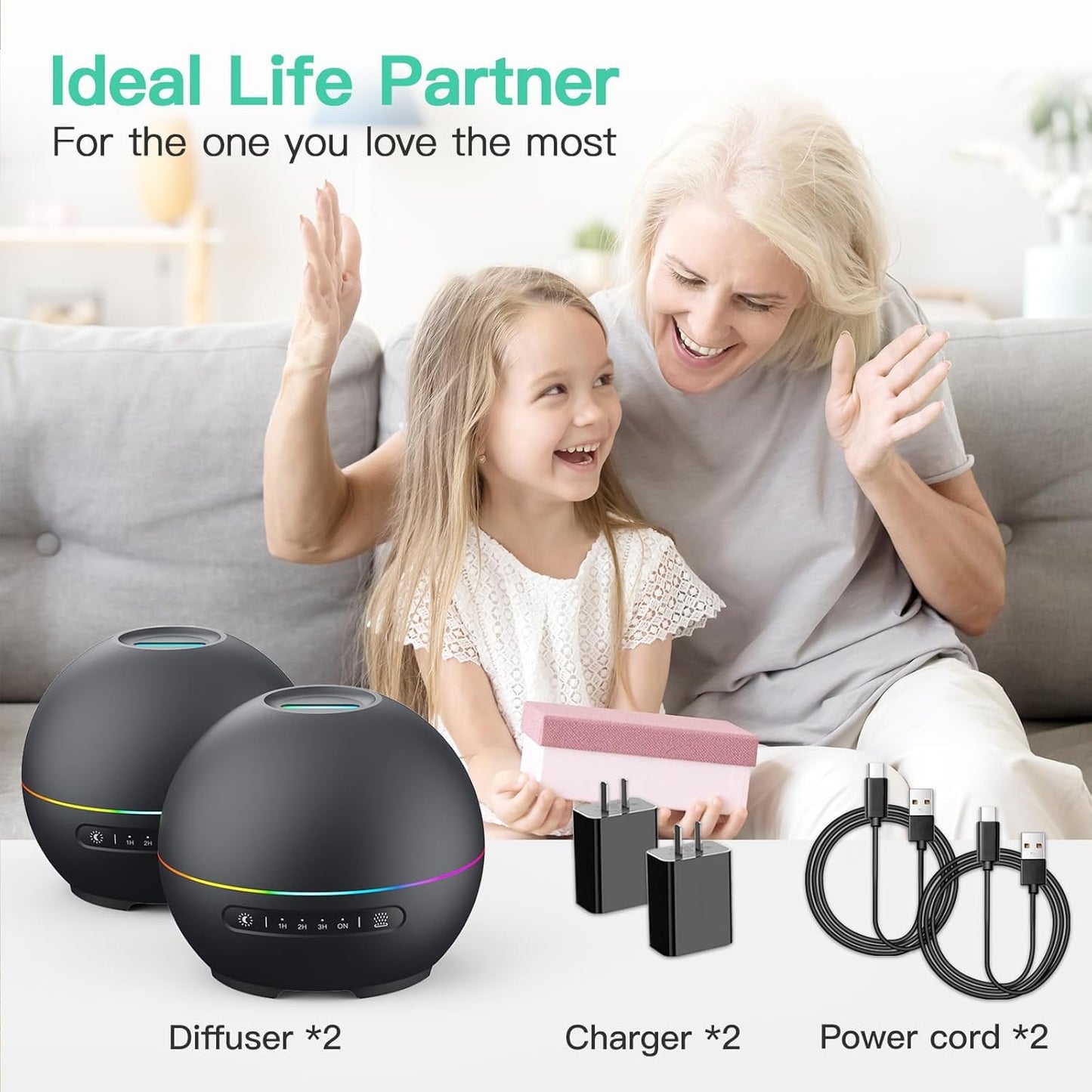 Essential Oil Diffuser with 7 Colors & Timers