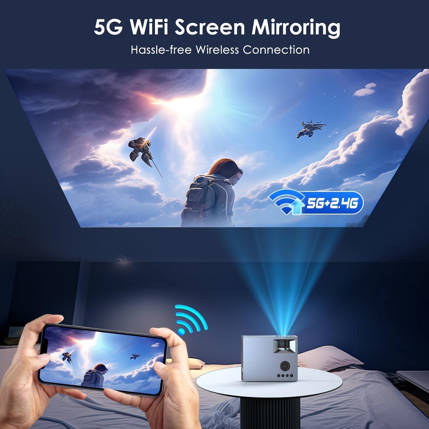 4K Mini Projector with Wifi & Bluetooth