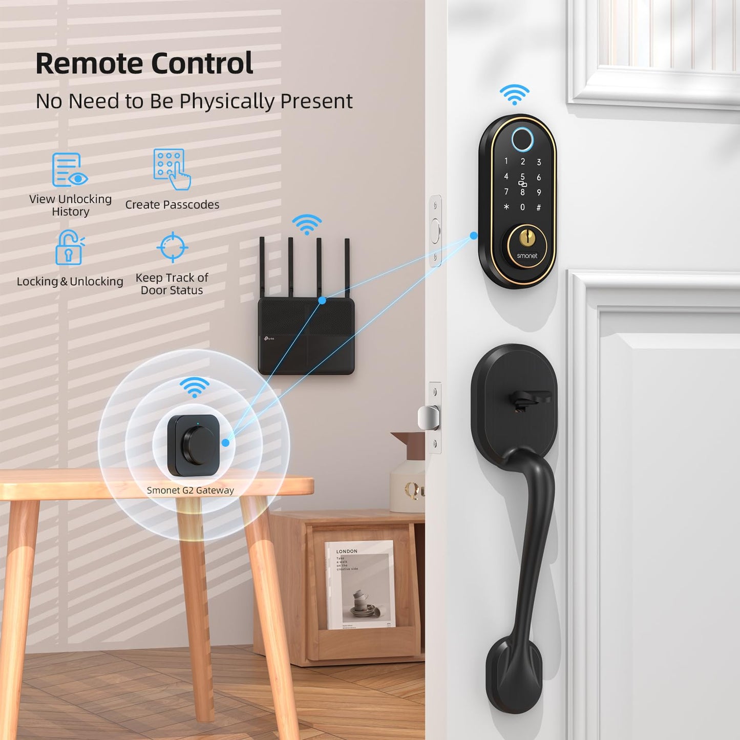 SMONET Smart Keyless Entry Door Lock with Bluetooth