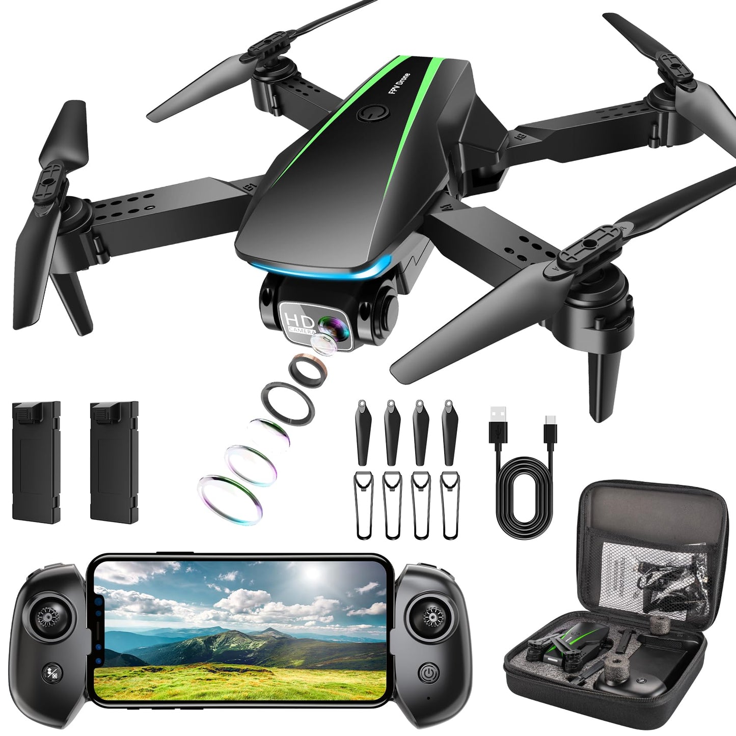 1080P HD Foldable Drone with Auto-Follow