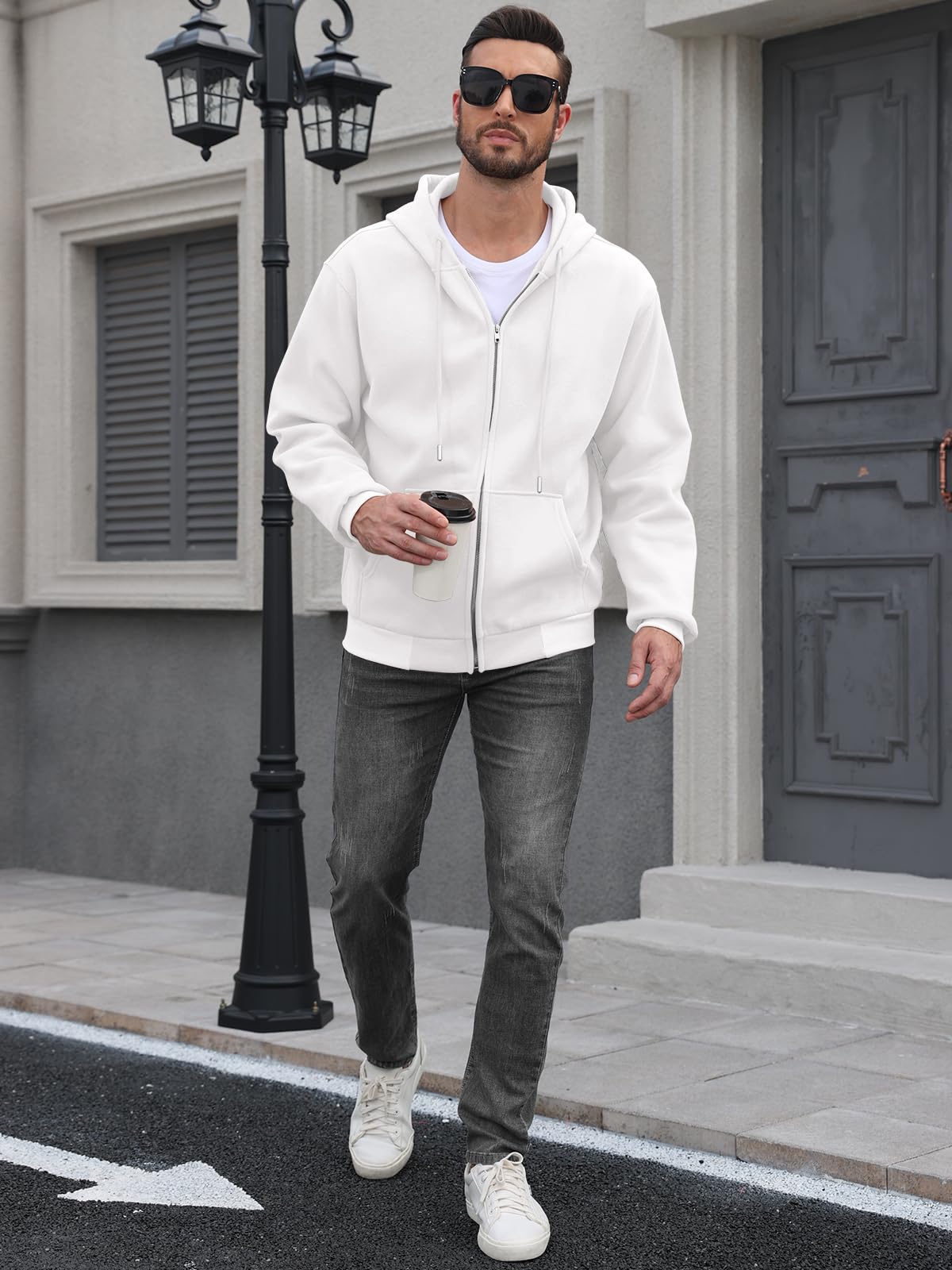 Caracilia Men's Zip Up Fleece Hoodie Jacket