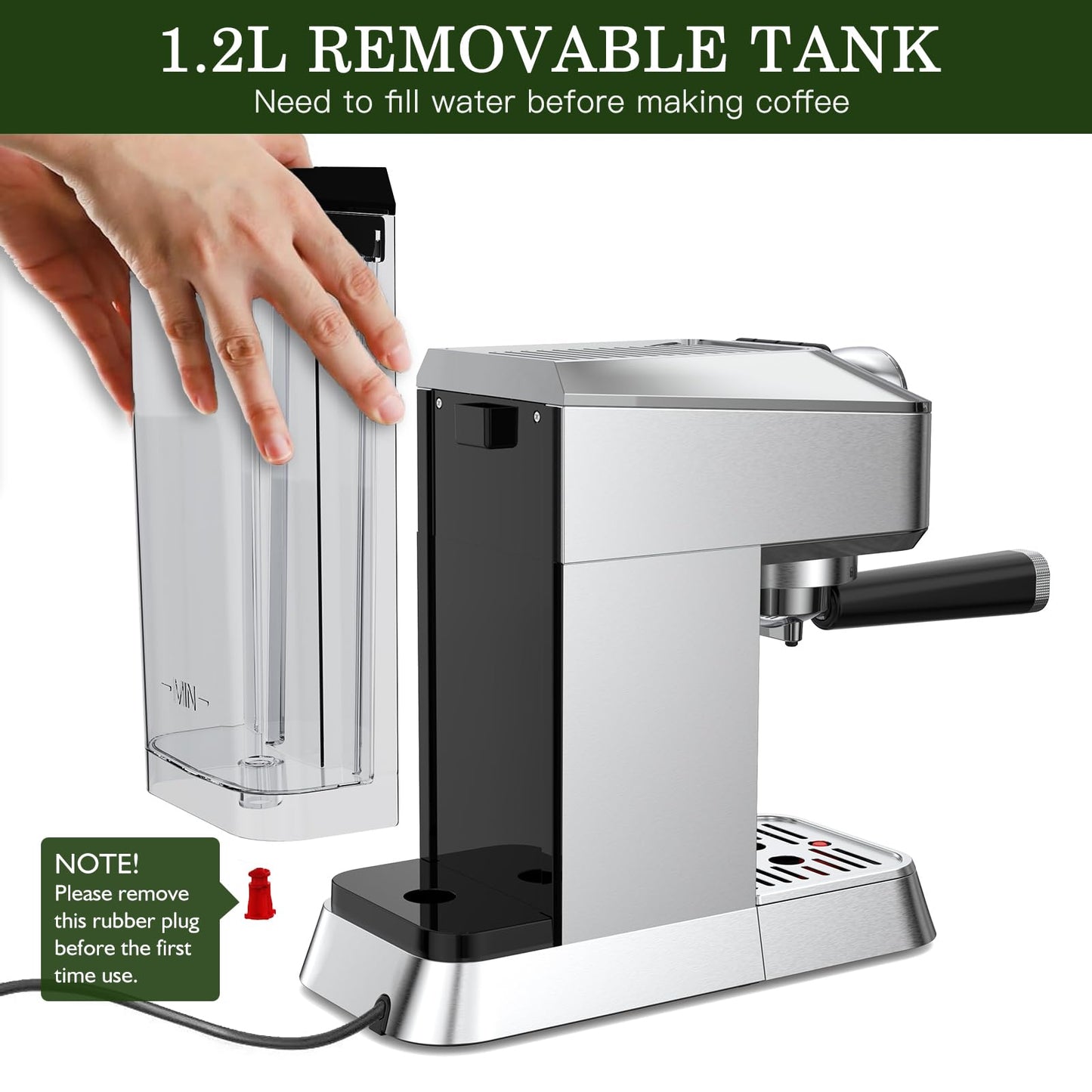 MR MIRYE 20 Bar Stainless Steel Espresso Machine