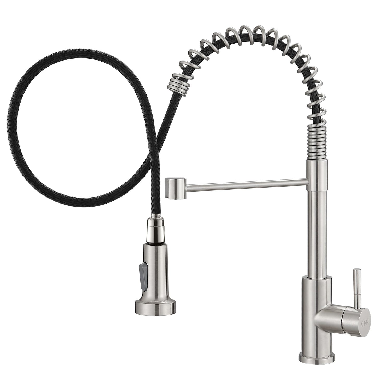 GIMILI Kitchen Faucet with Pull Out Sprayer High Arc Single Handle Spring Kitchen Sink Faucet Brushed Nickel Modern rv Stainless Steel Kitchen Faucets