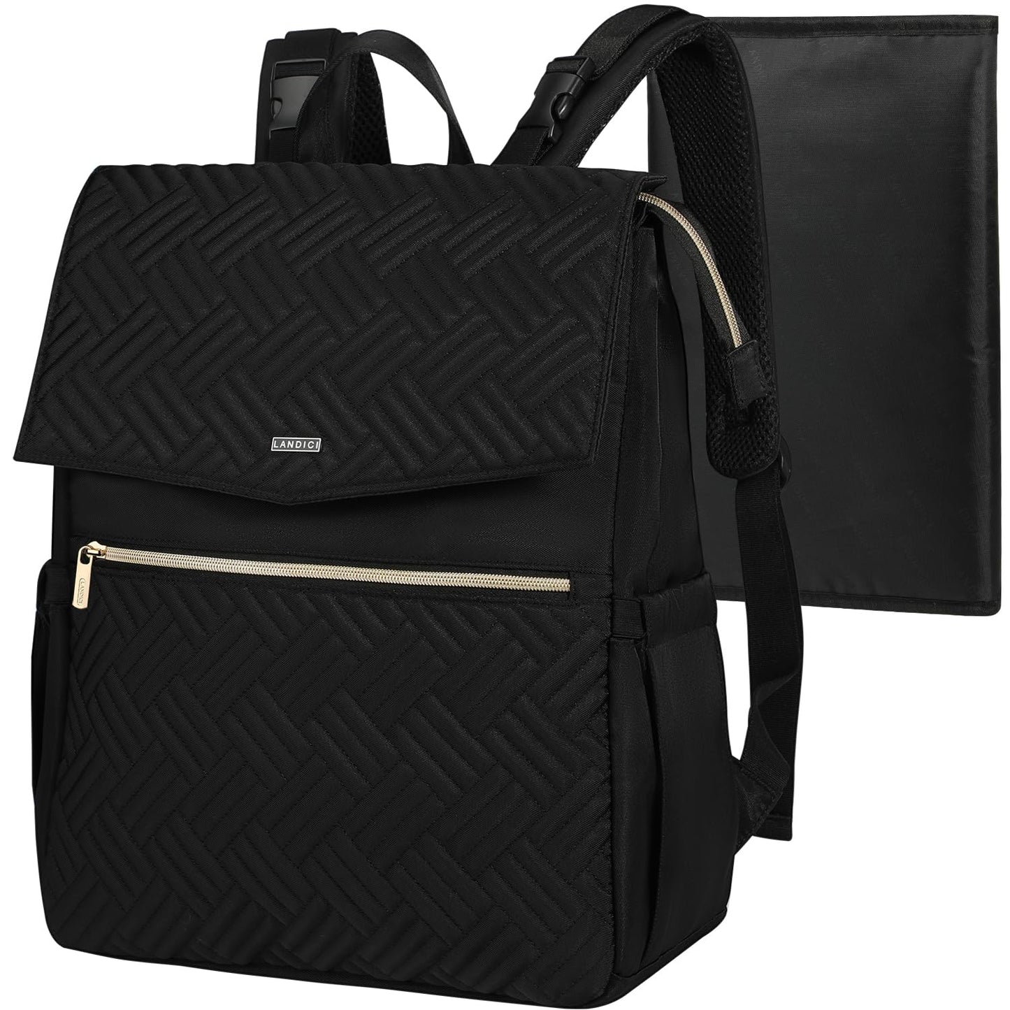 LANDICI Waterproof Diaper Bag Backpack with Changing Pad