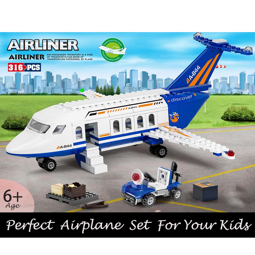 Airplane Building Set with Trailer and Truck