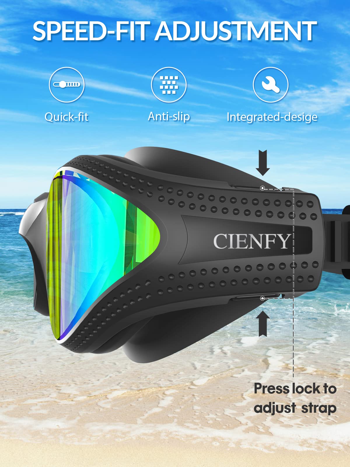 Cienfy Unisex-Adult Swim Goggles, Polarized Goggles Swimming Men Women, Anti-fog Leak-proof Clear Vision Underwater