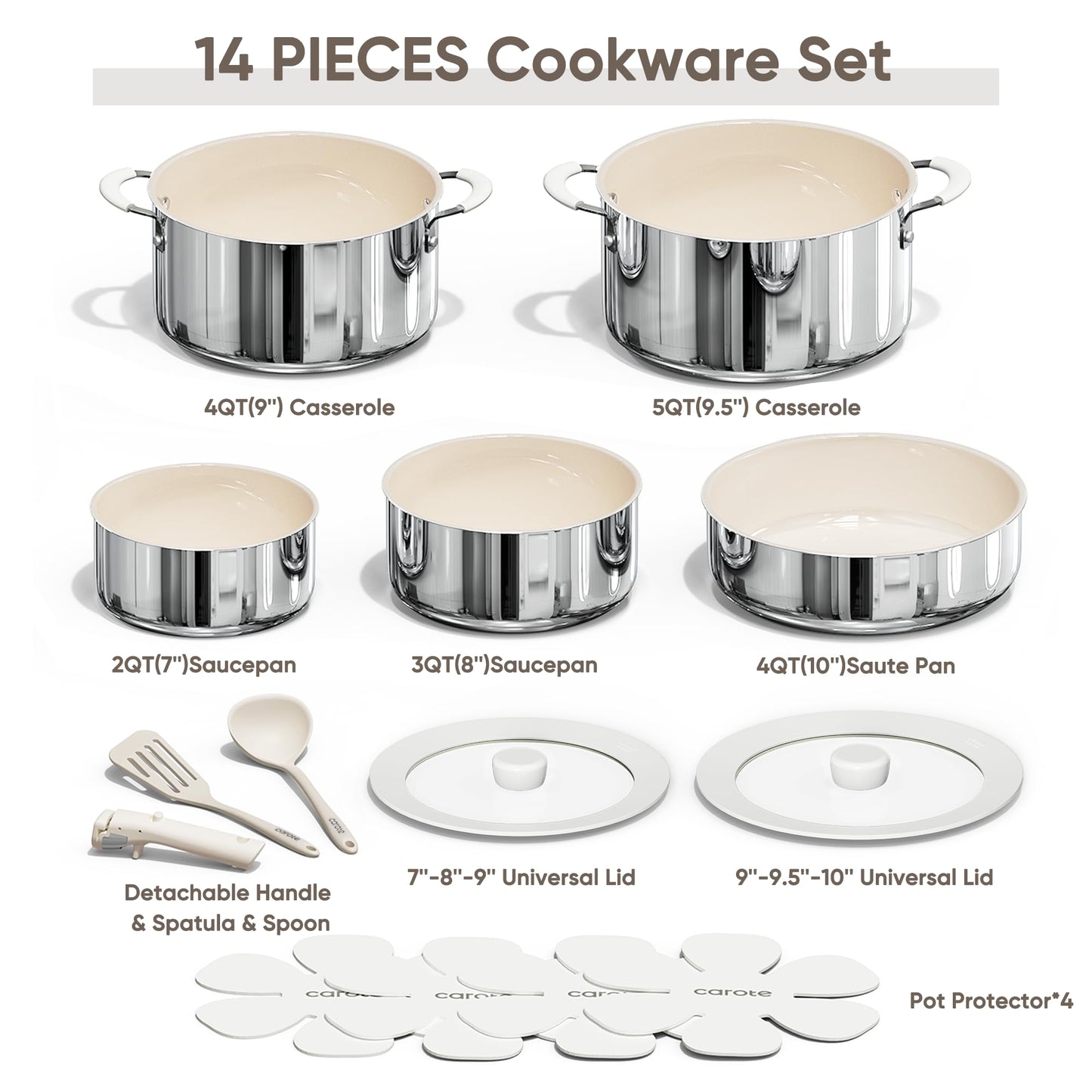 14-Piece CAROTE Non-Stick Cookware Set with Handles