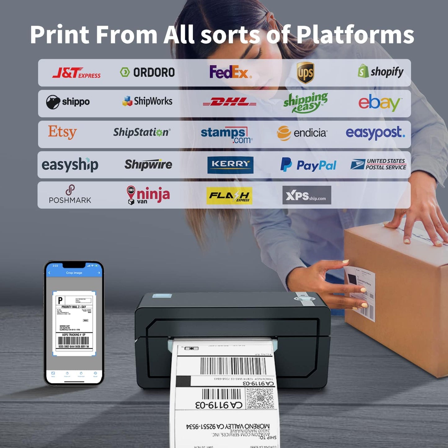 JADENS Wireless 4x6 Bluetooth Label Printer