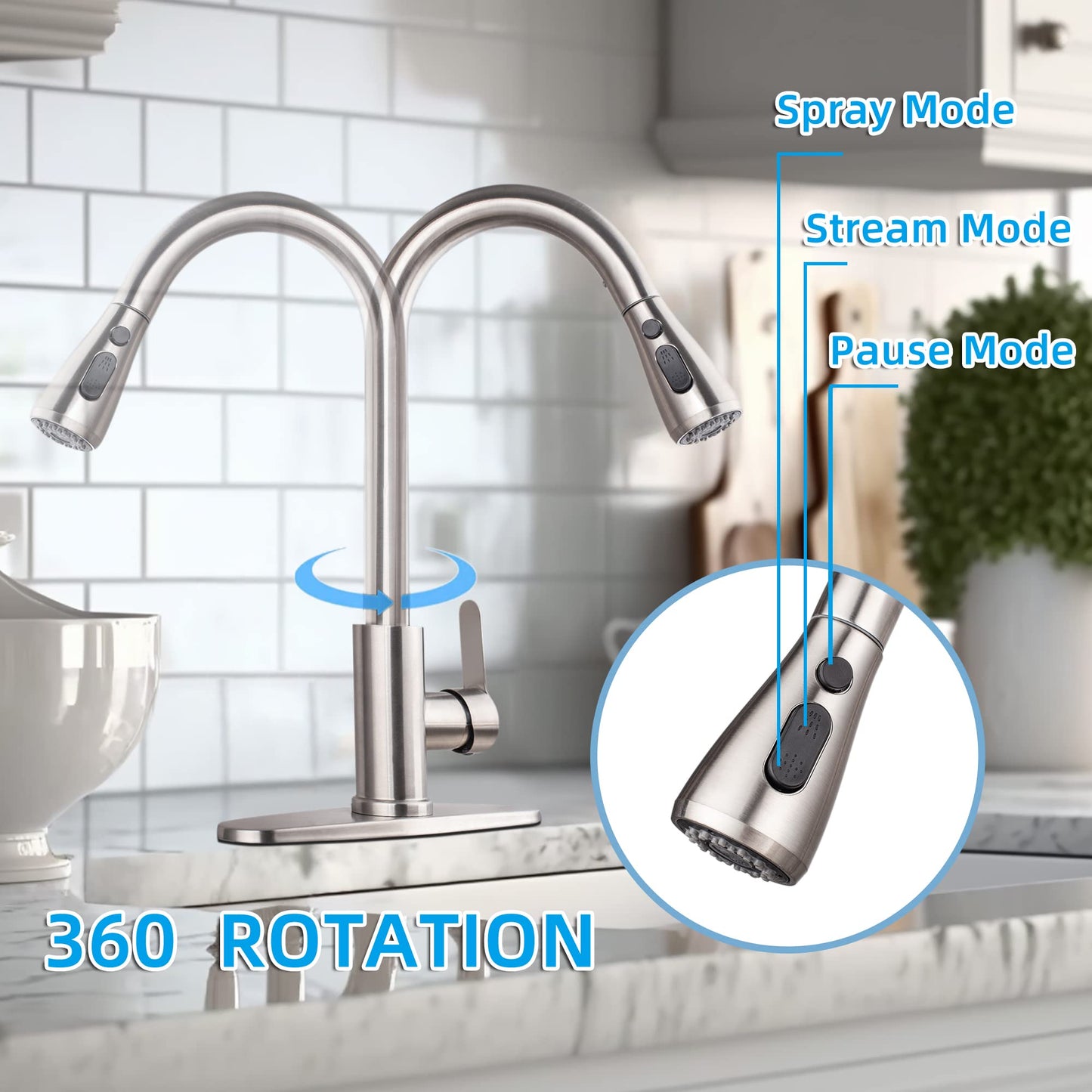 CILAIXI Pull Down Kitchen Faucet Brushed Nickel