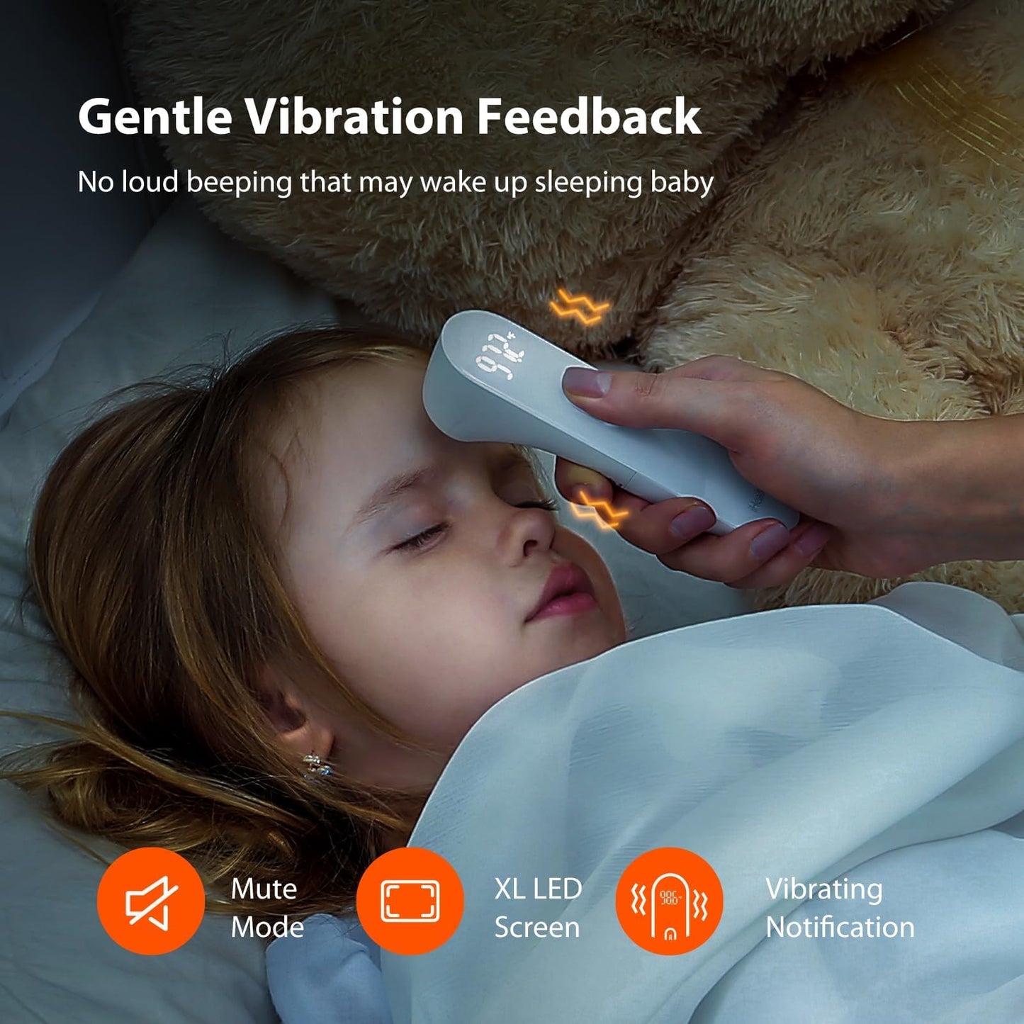 iHealth Smart Bluetooth Thermometer for Adults and Kids - Wireless No-Touch Digital Thermometer for Forehead - 3 Ultra-Sensitive Sensors, Large LED Digits, Vibration Mode - for Home Use, PT3SBT