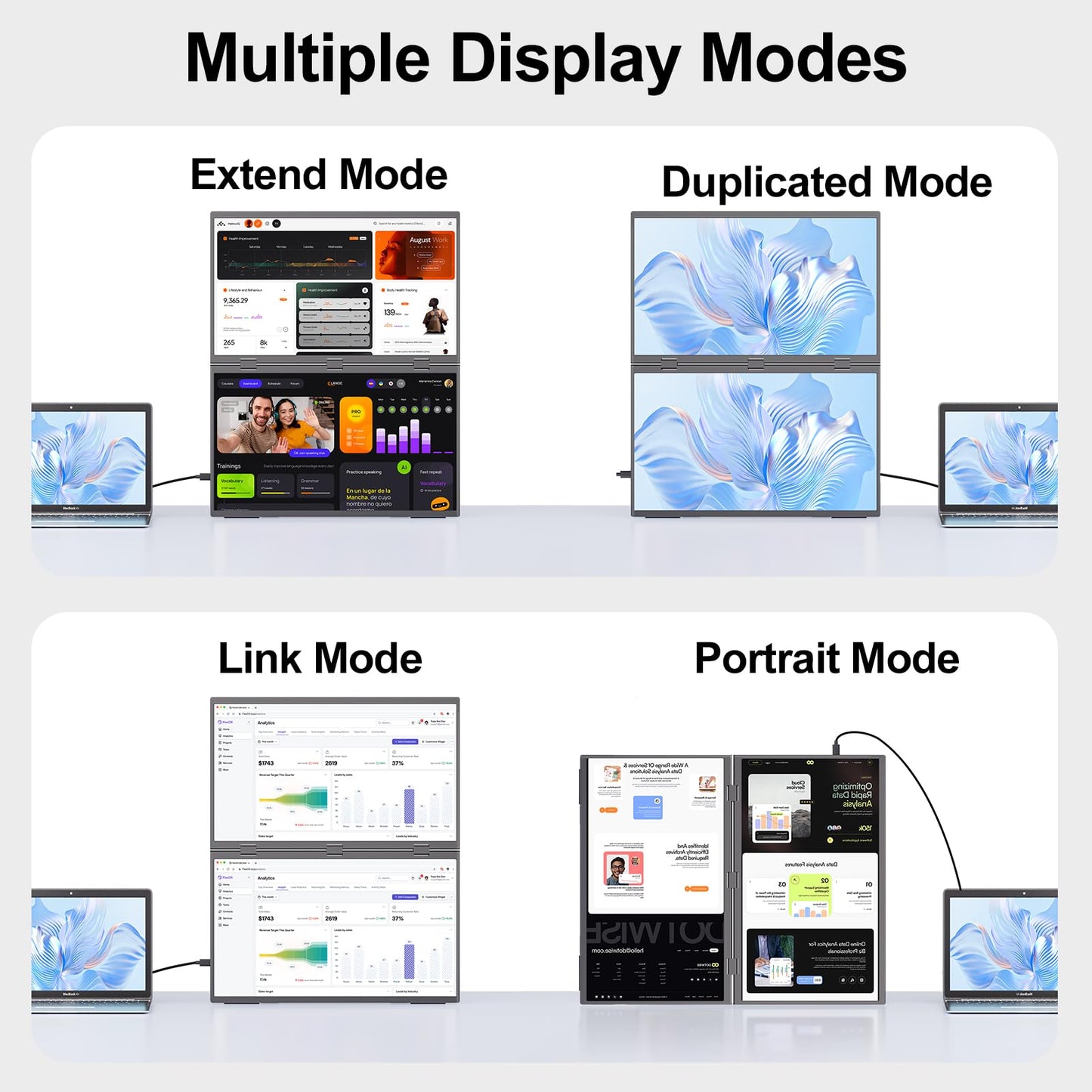 18.5" Portable Triple Laptop Monitor Extender
