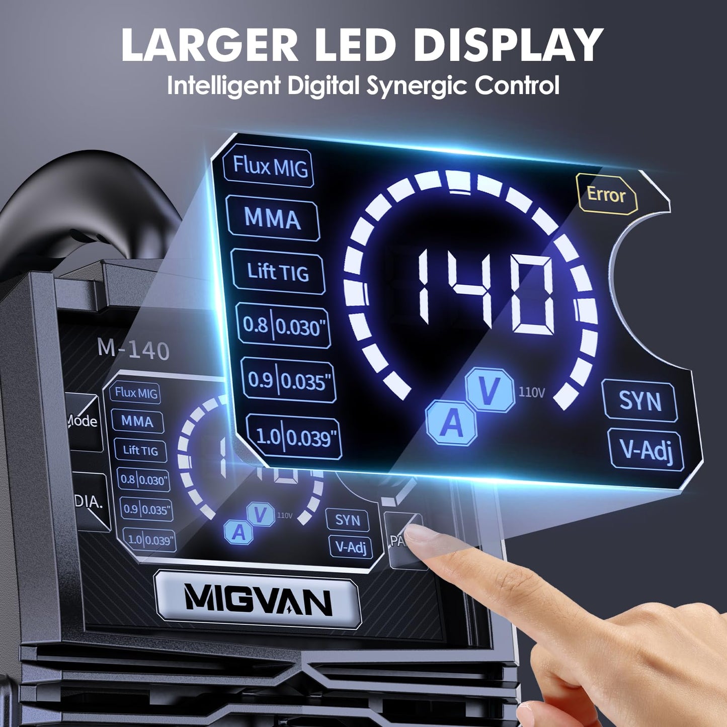 MIGVAN 140A 3-in-1 MIG Welder with LED Display
