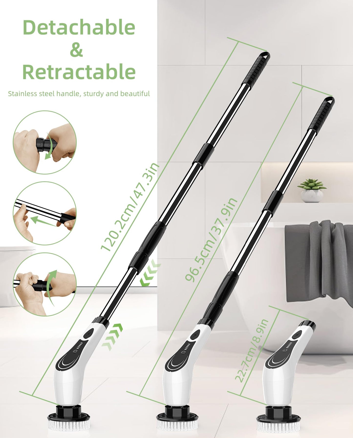 Cordless Electric Spin Scrubber with 8 Brush Heads