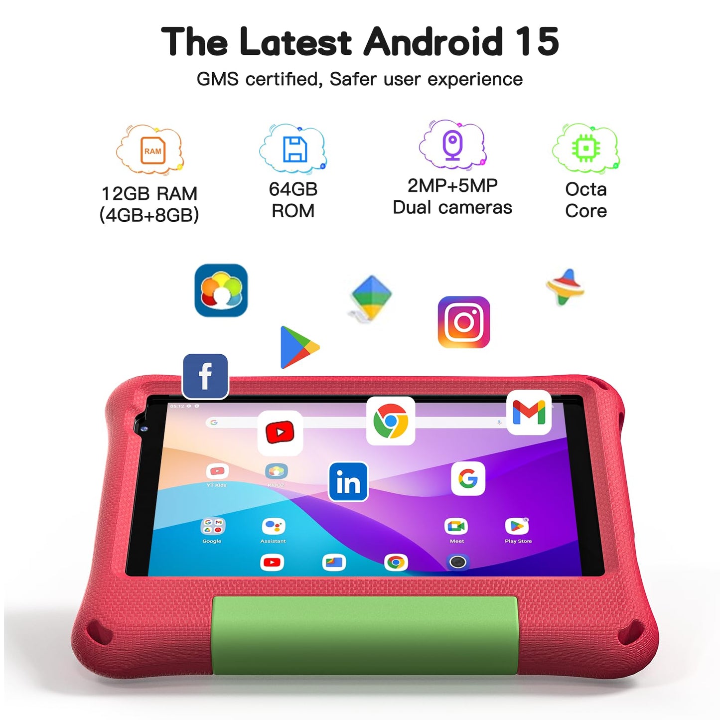 Kids Tablet 8 Inch with WiFi and Parental Control