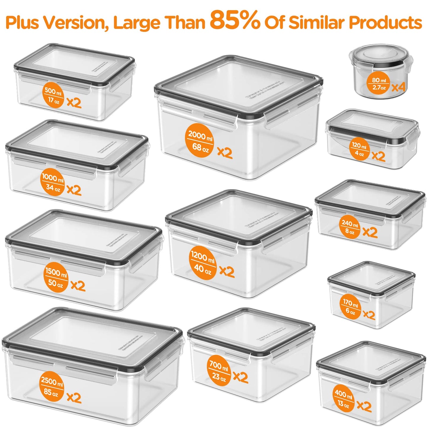 HOMETALL 52 Piece Airtight Food Storage Containers Set with Lids (26 Containers & 26 Lids),100% Leakproof Plastic Meal Prep Container Reusable, BPA Free Kitchen and Pantry Organization - Labels & Pen