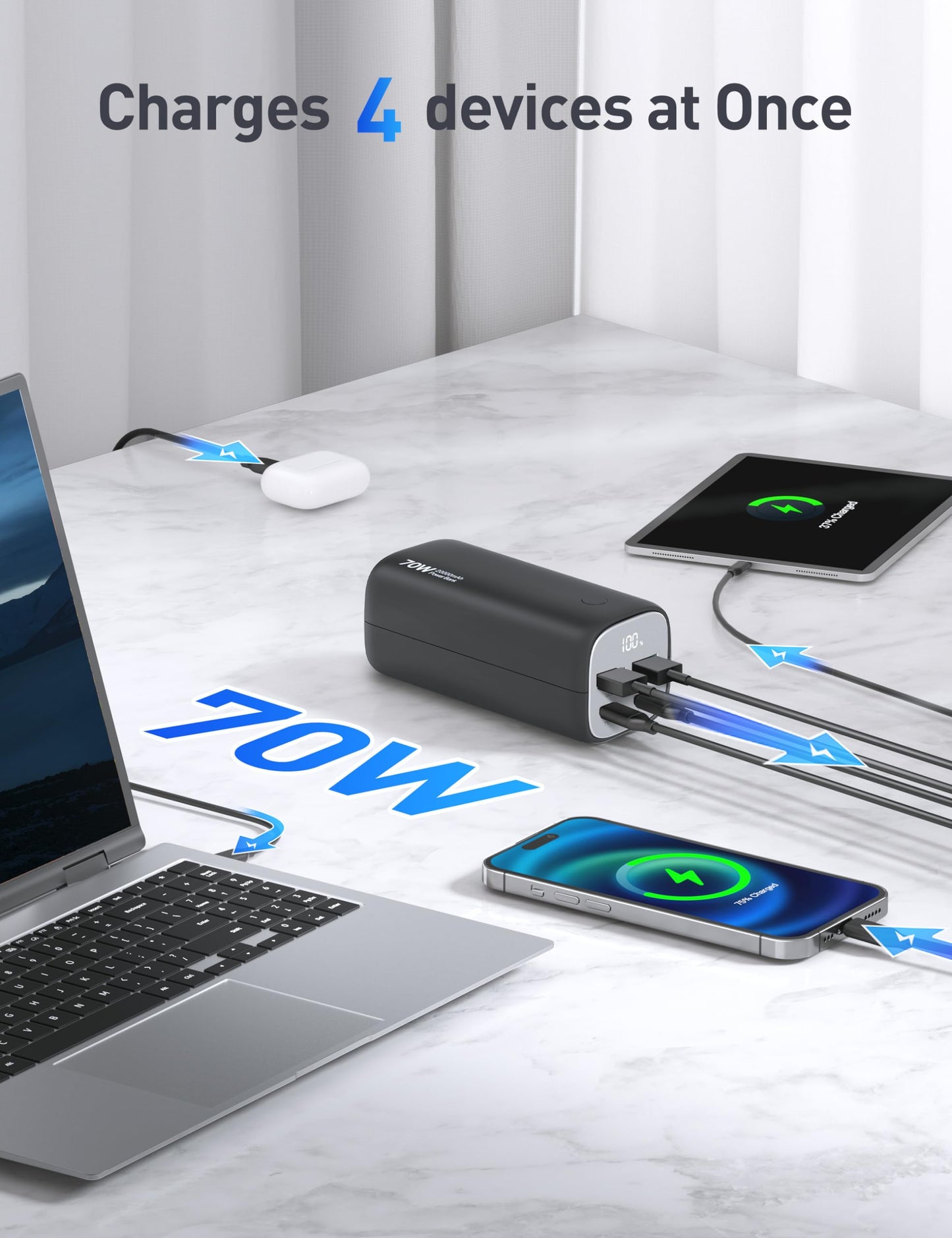 20000mAh Fast Charging Power Bank with 4 Ports