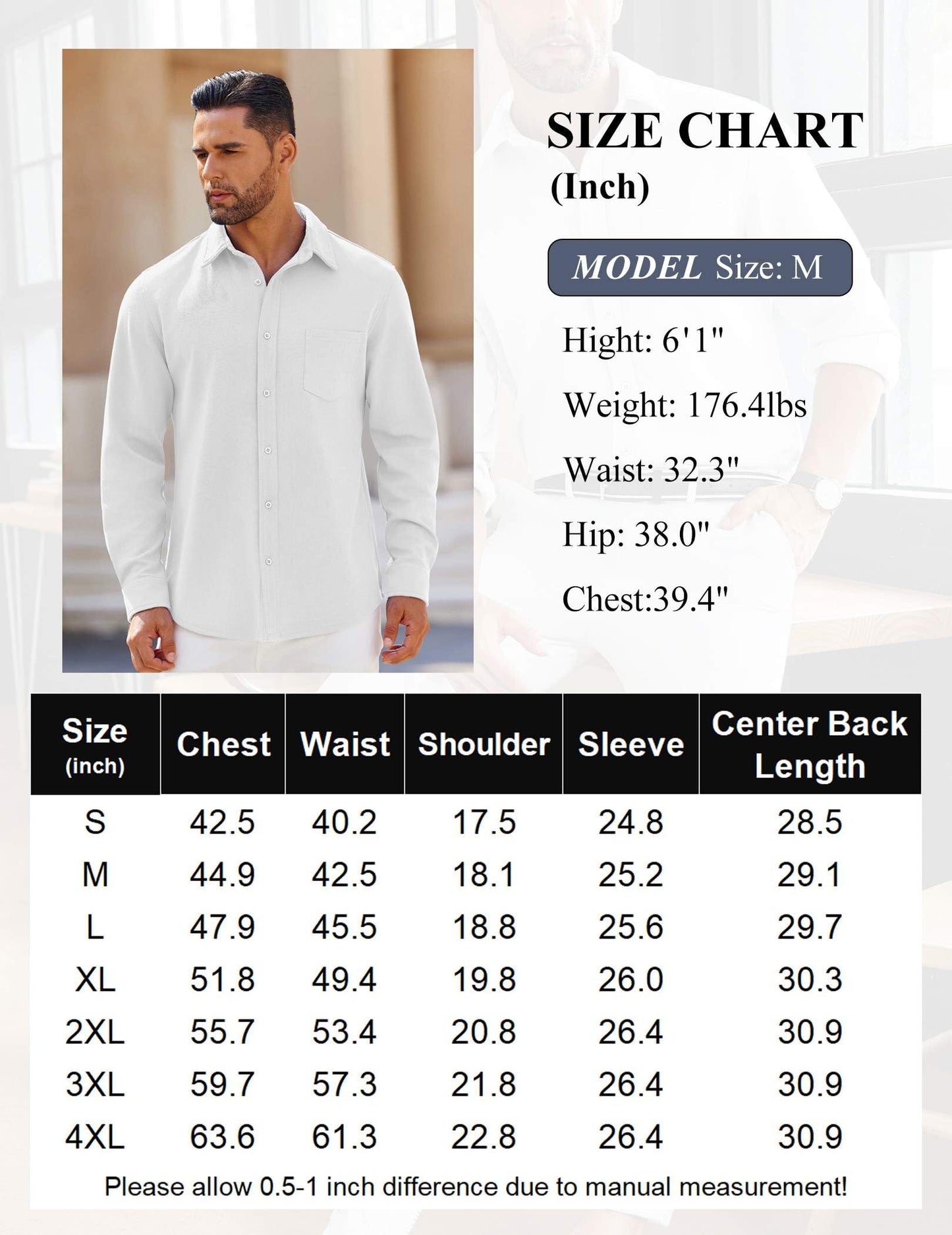 COOFANDY Long Sleeve Casual Button Down Shirt