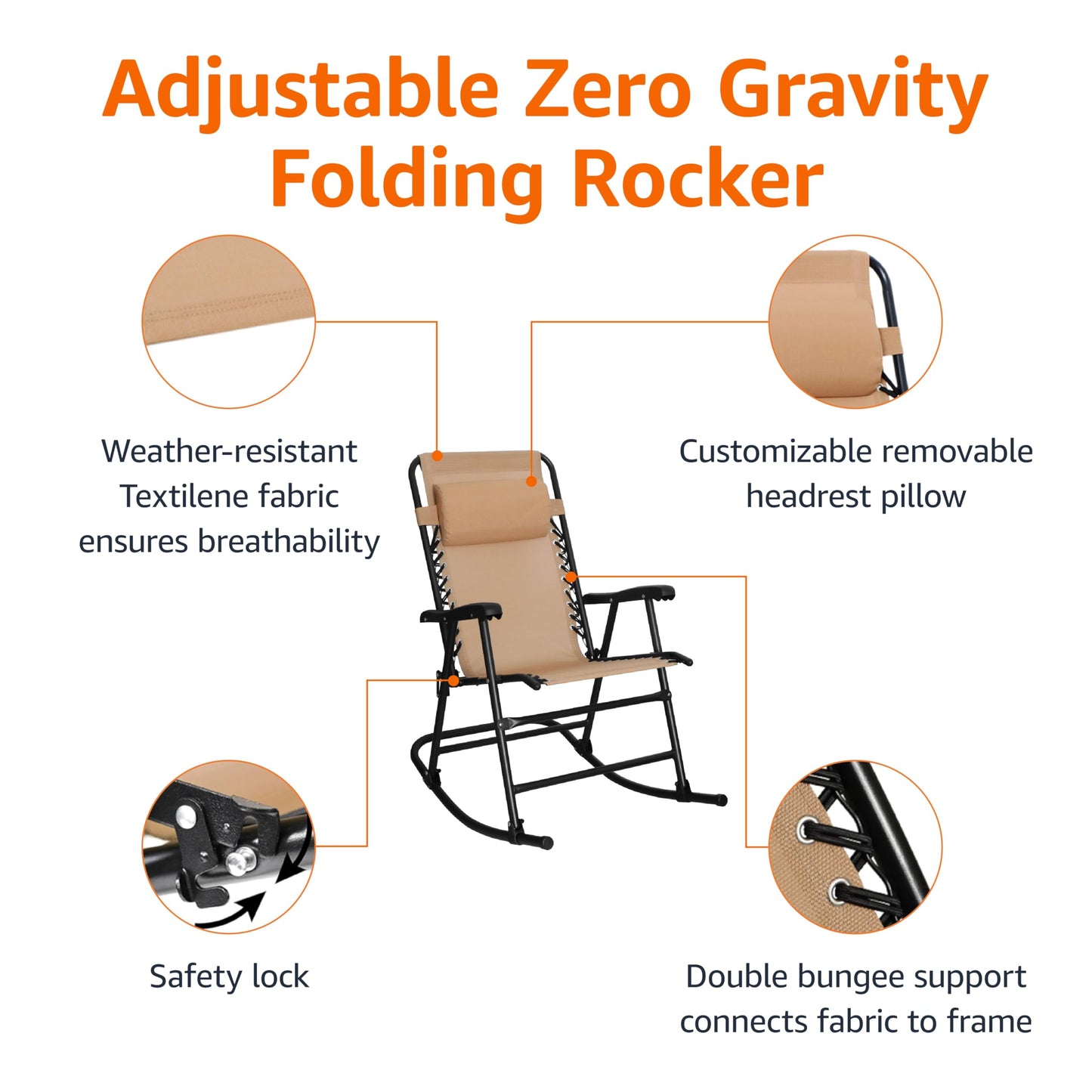 Folding Reclining Lounge Rocking Chair by Amazon Basics