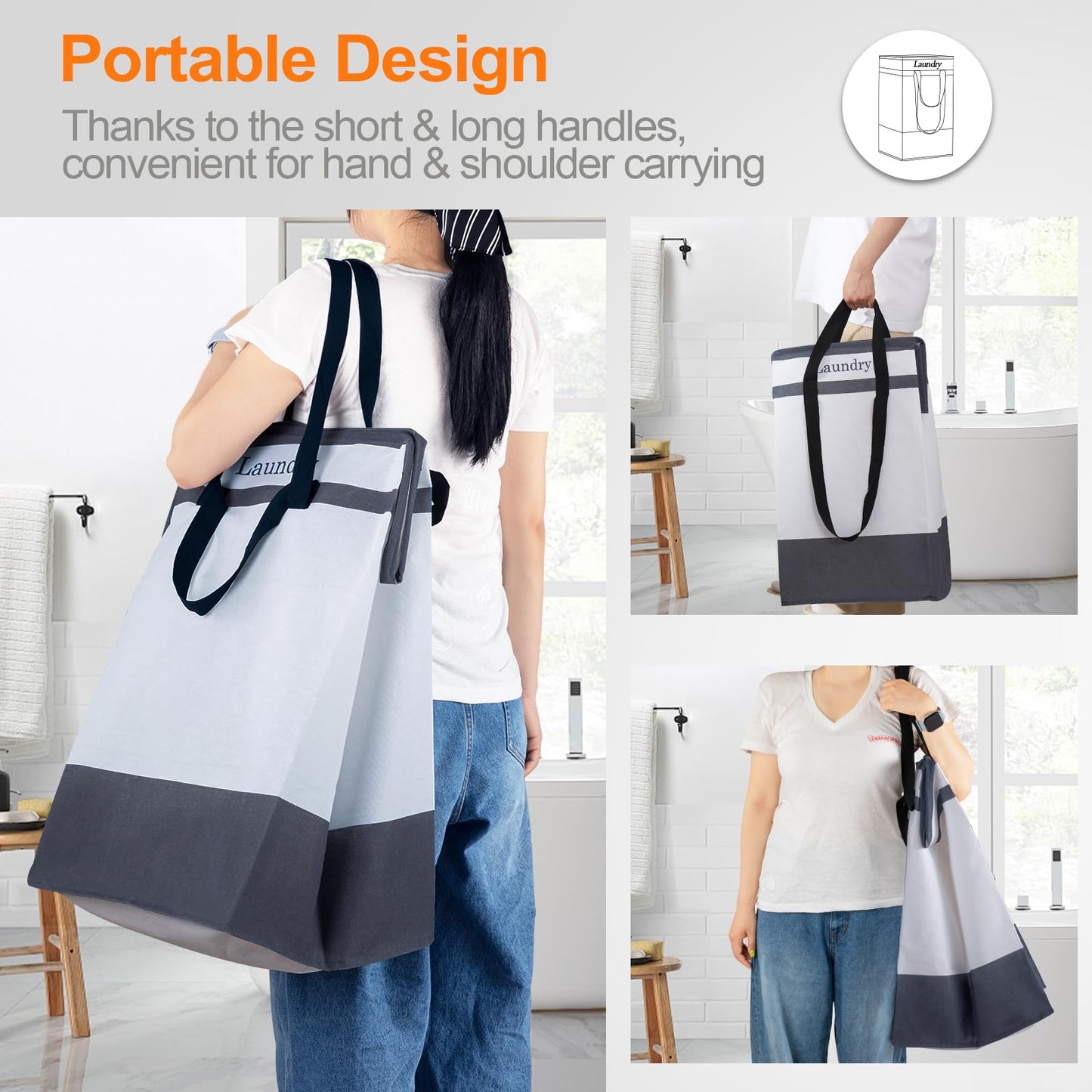 2 Pack Laundry Baskets with Carry Handles