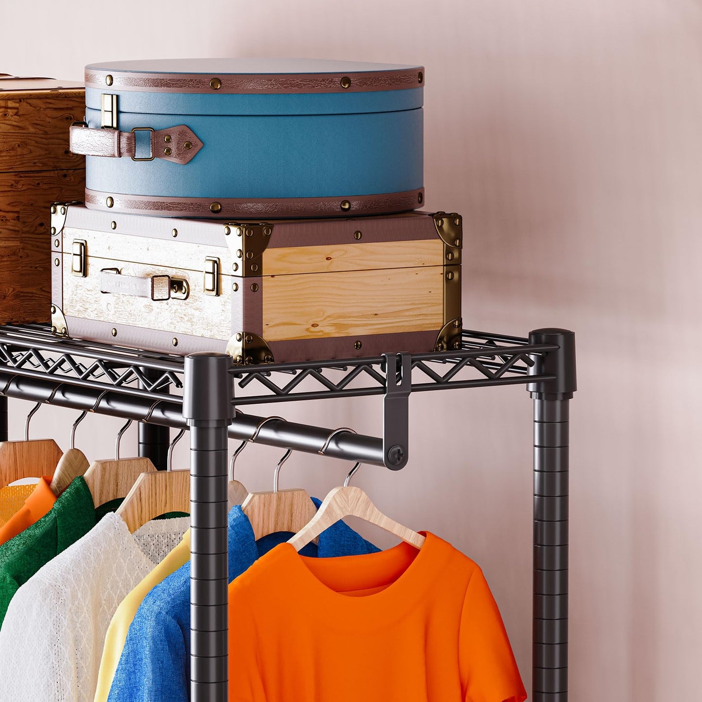 IZEUK Heavy Duty Rolling Garment Rack with 3 Rods