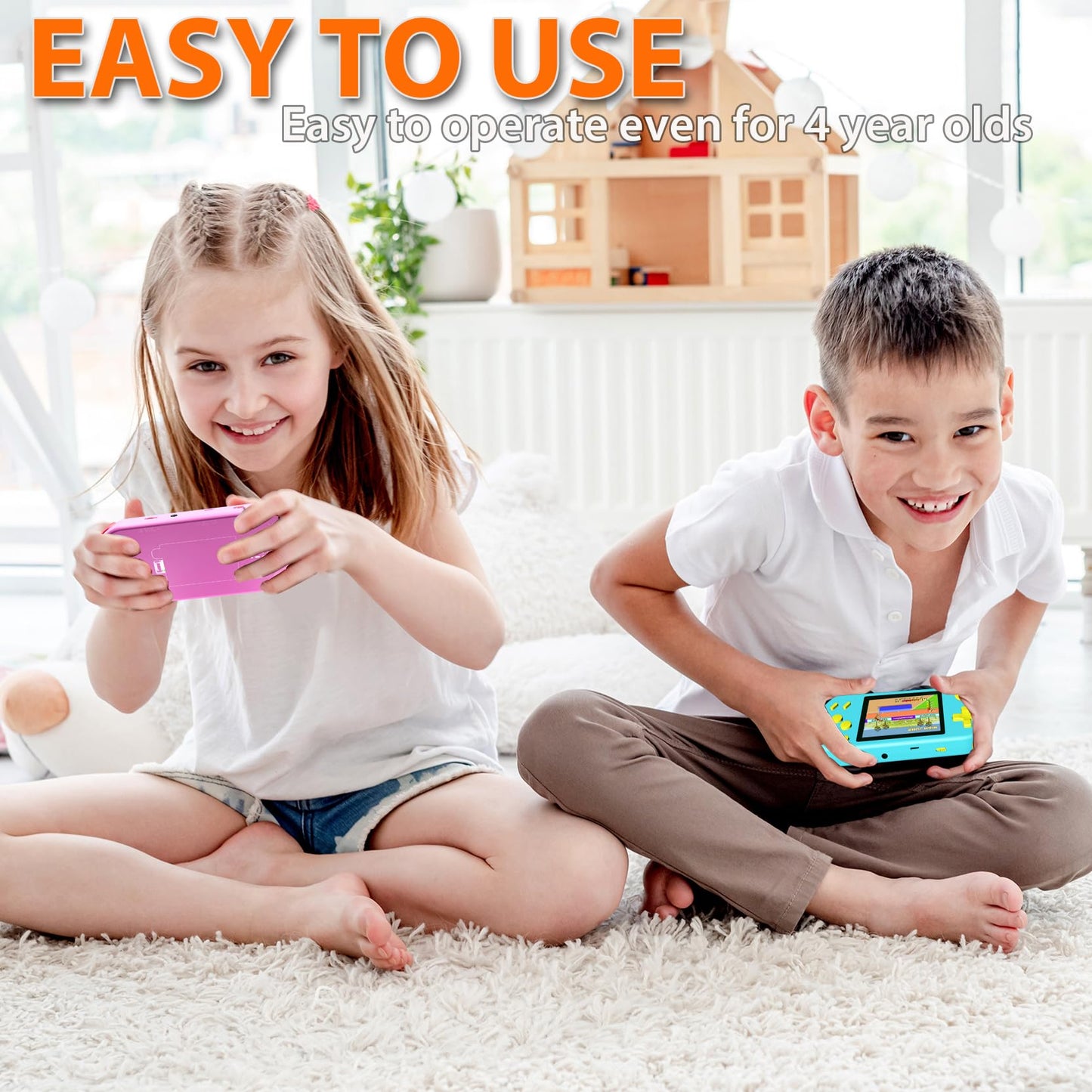 Beico Handheld Games for Kids Adults with Built in 268 Classic Retro Video Games,3.0'' Color Screen Rechargeable Portable Arcade Gaming Player,Boys Girls Travel Electronics Toys Birthday Gift (White)